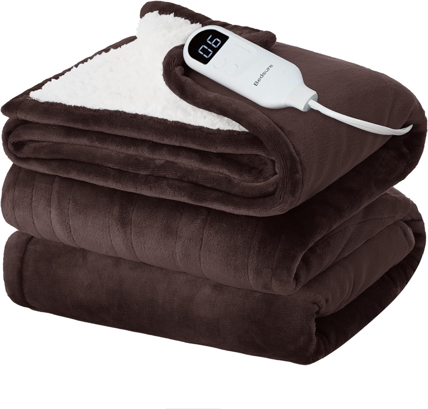 Bedsure Heated Blanket Electric Throw - Soft Flannel Electric Blanket, Heating Blanket with 4 Time Settings & 6 Heat Settings, Warm Blanket Gift for Grandma (50x60 inches, Grey)