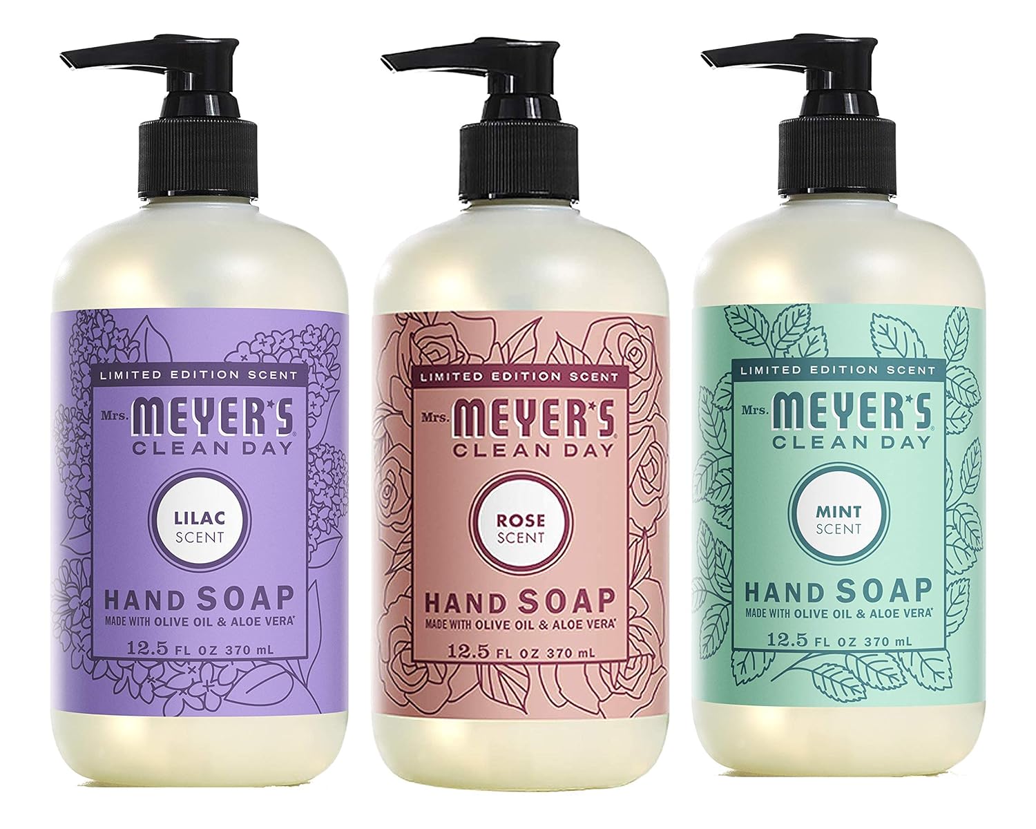 MRS. MEYER'S CLEAN DAY Hand Soap, Made with Essential Oils, Biodegradable Formula, Honeysuckle, 12.5 fl. oz - Pack of 3