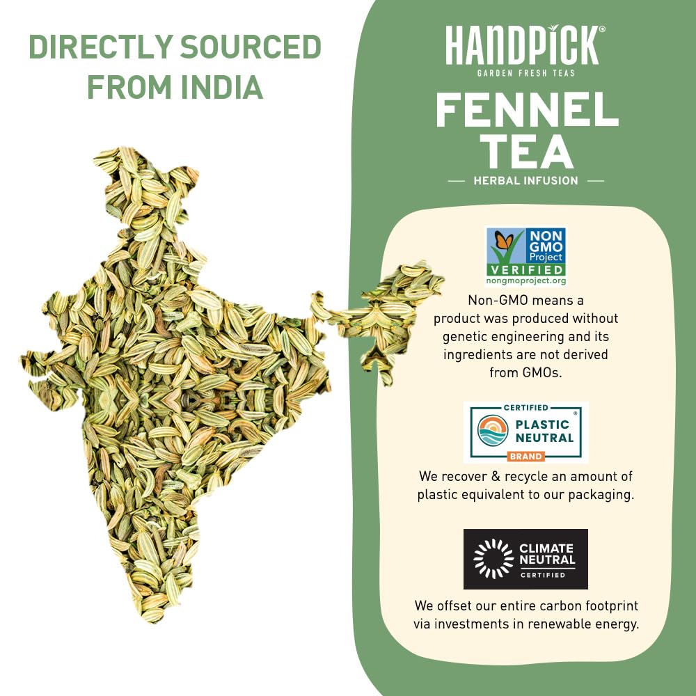 HANDPICK, Peppermint Tea, Eco-Conscious Tea Bags - 100 Count | Caffeine Free, Non-GMO | Minty, Fresh & Cool flavor | Direct From Source