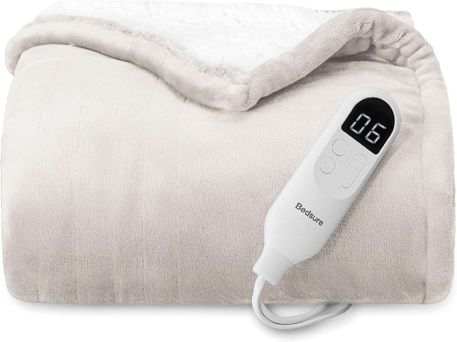 Bedsure Heated Blanket Electric Throw - Soft Flannel Electric Blanket, Heating Blanket with 4 Time Settings & 6 Heat Settings, Warm Blanket Gift for Grandma (50x60 inches, Grey)
