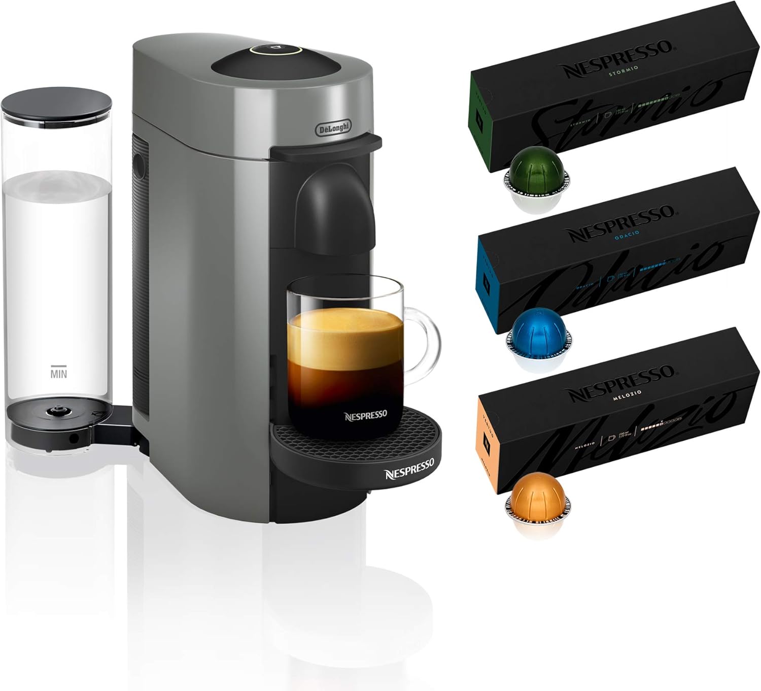 Nespresso Vertuo Plus Coffee and Espresso Maker by De'Longhi, Grey