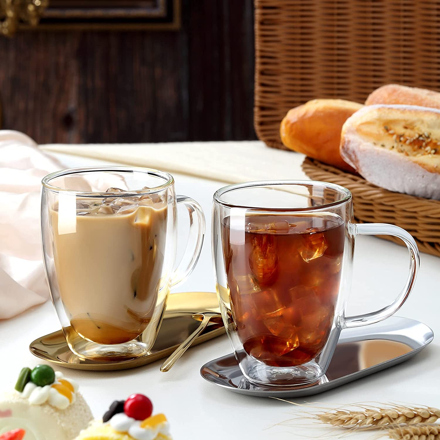 Espresso Cups With Handle,Espresso Shot Glasses,Clear Expresso Coffee Cups,Double Wall Insulated Espresso Mugs,Microwave Dishwasher Safe,Suit for Espresso Machine