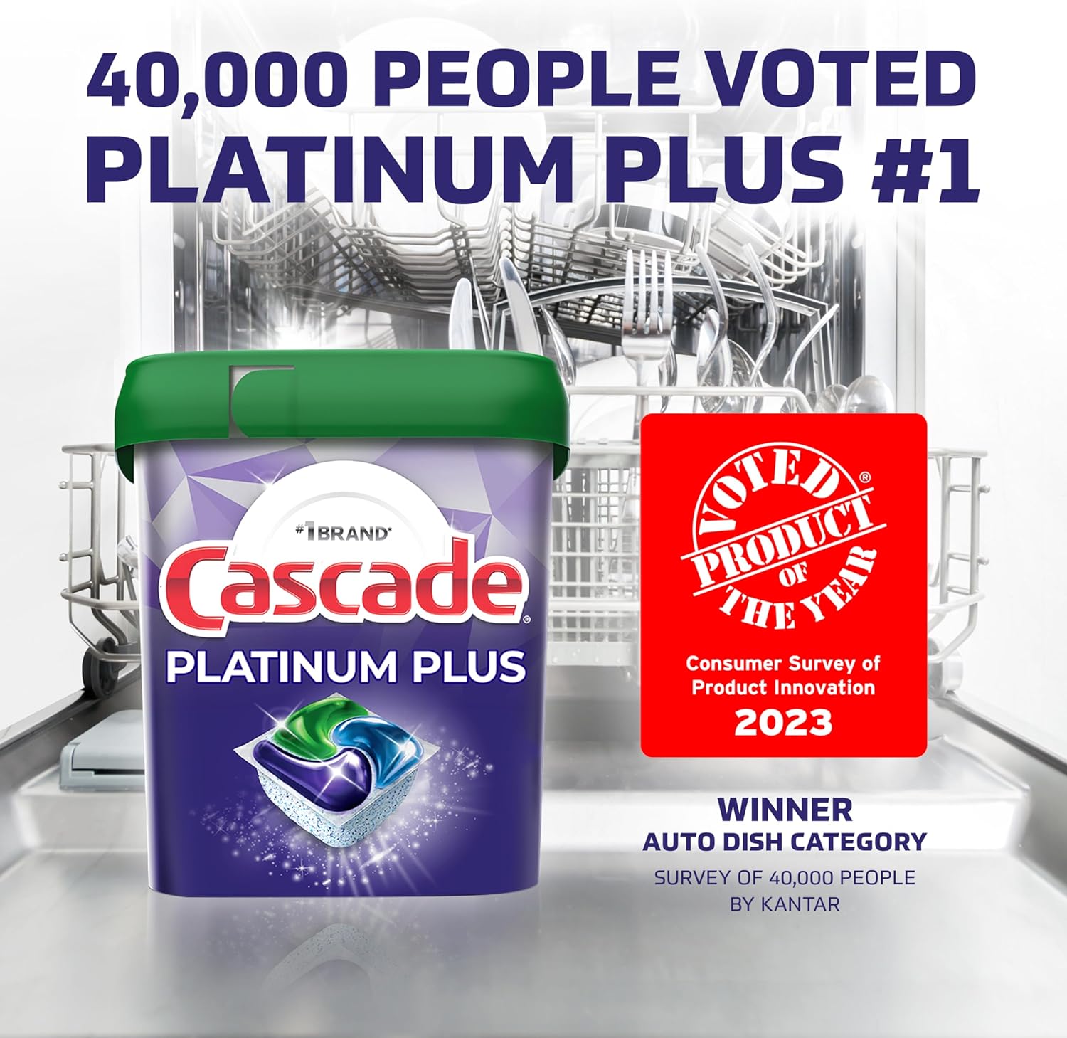 Cascade Platinum Plus Dishwasher Pod, Dish Detergent ActionPacs Dish Pods, Fresh, 52 Count
