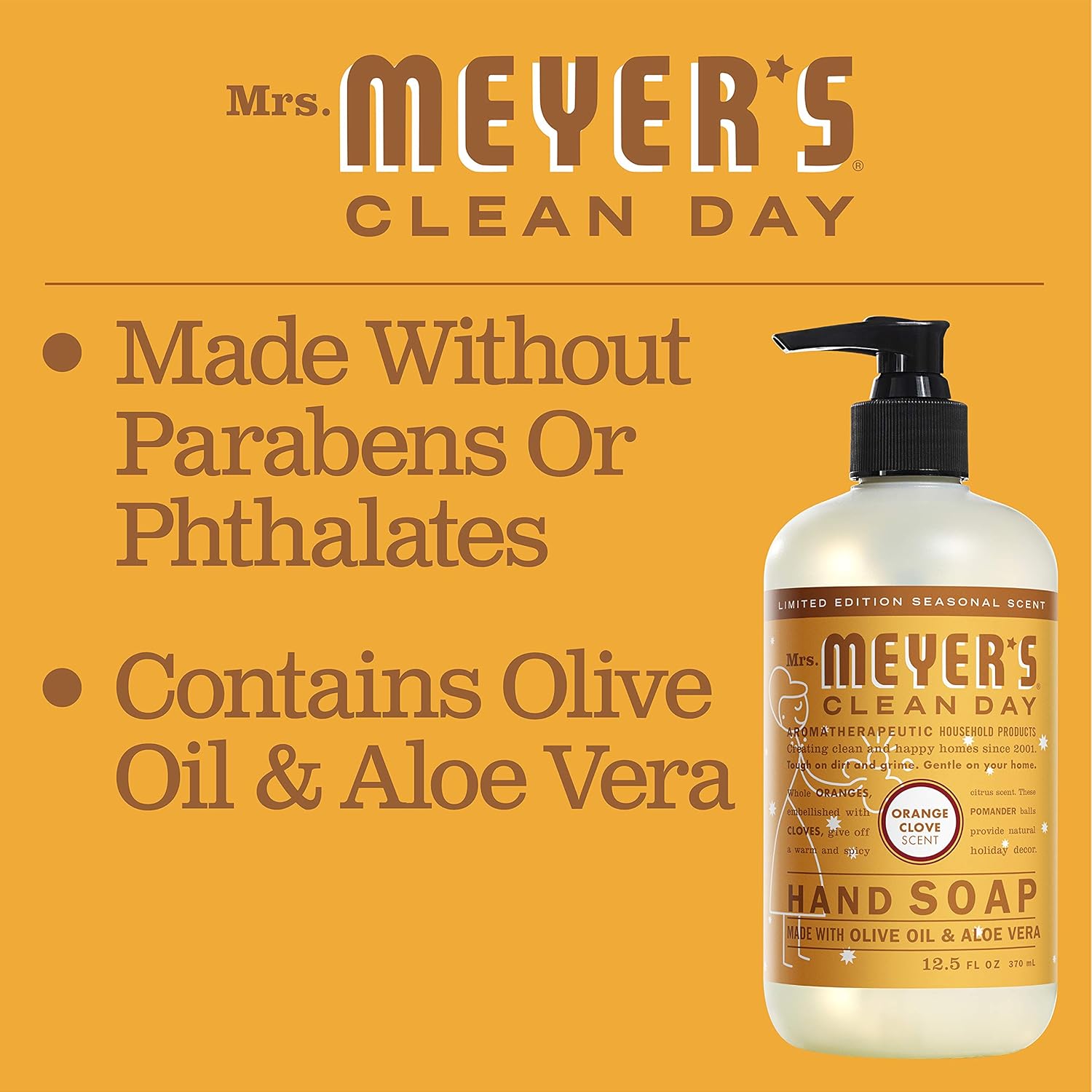 MRS. MEYER'S CLEAN DAY Hand Soap, Made with Essential Oils, Biodegradable Formula, Honeysuckle, 12.5 fl. oz - Pack of 3
