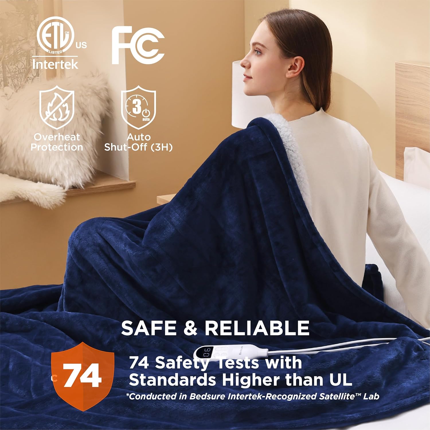 Bedsure Heated Blanket Electric Throw - Soft Flannel Electric Blanket, Heating Blanket with 4 Time Settings & 6 Heat Settings, Warm Blanket Gift for Grandma (50x60 inches, Grey)