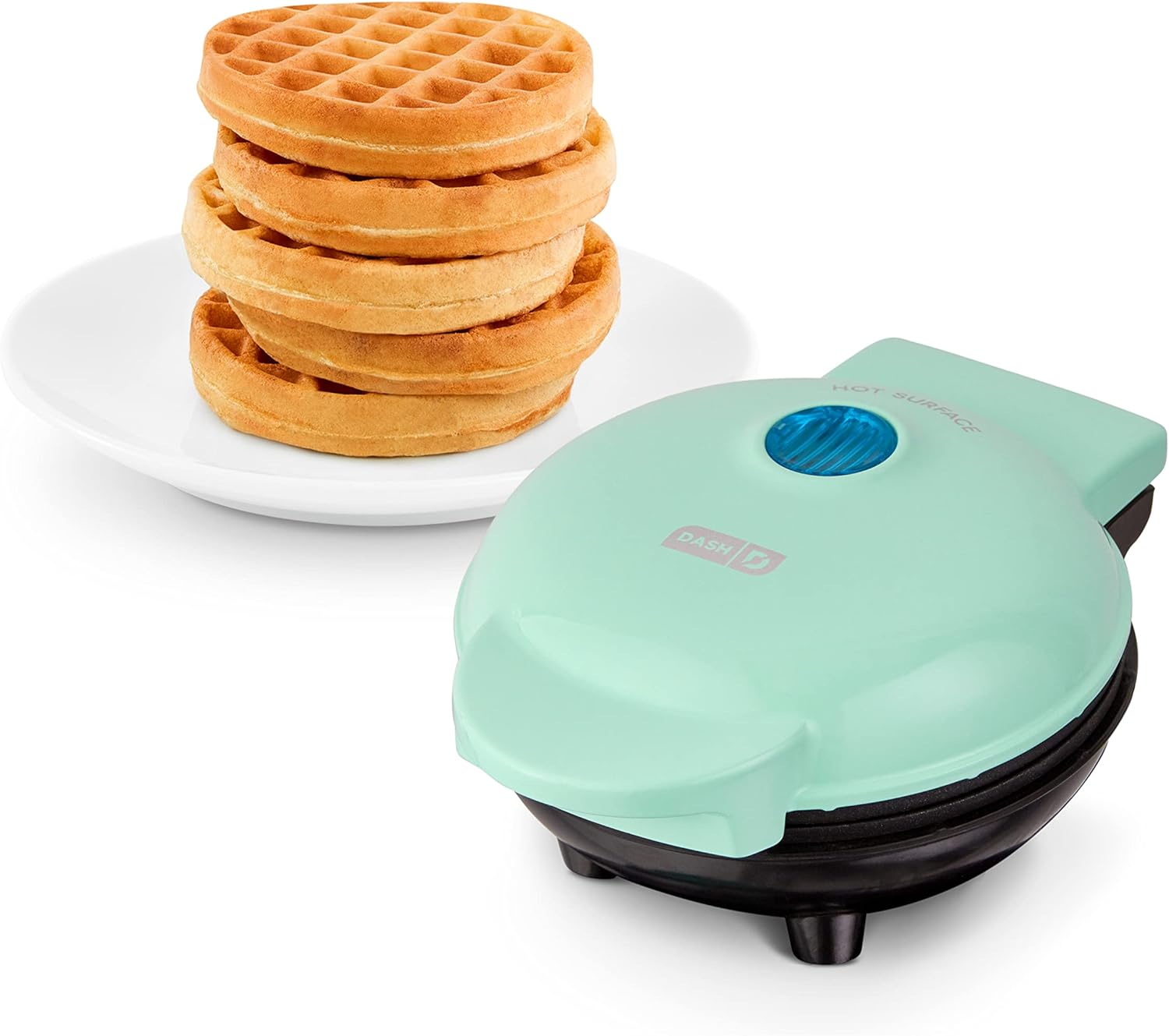 DASH No-Drip Waffle Maker - Four Waffle Molds, Nonstick Waffle Iron with Quick Heat-Up, Nonstick Surface - Perfect Waffle Maker for Kids and Families, Just Add Batter