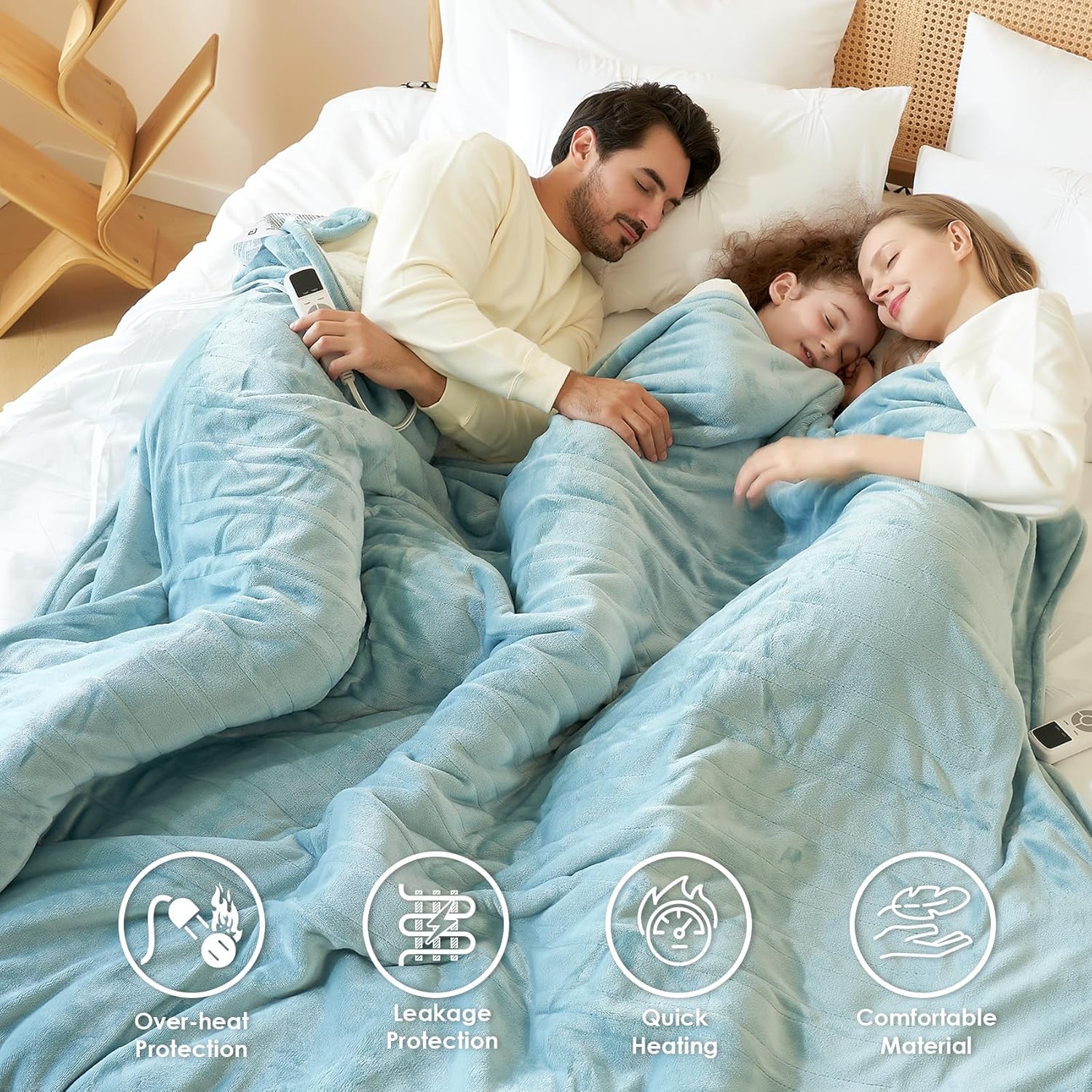 EHEYCIGA Heated Blanket Electric Blanket Throw - Heating Blanket with 9 Heating Levels & 10 Hours Auto Off, Soft Cozy Sherpa Washable Blanket with Fast Heating, 50 x 60 Inches