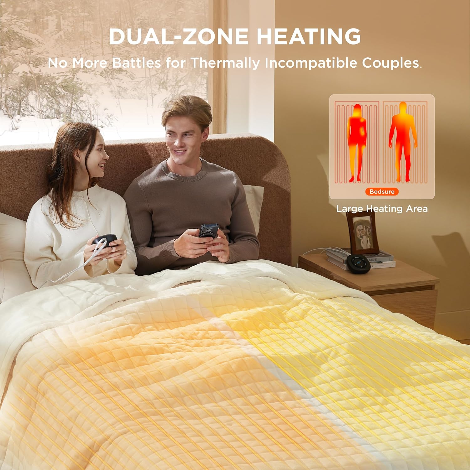 Bedsure Heated Blanket Electric Throw - Soft Flannel Electric Blanket, Heating Blanket with 4 Time Settings & 6 Heat Settings, Warm Blanket Gift for Grandma (50x60 inches, Grey)