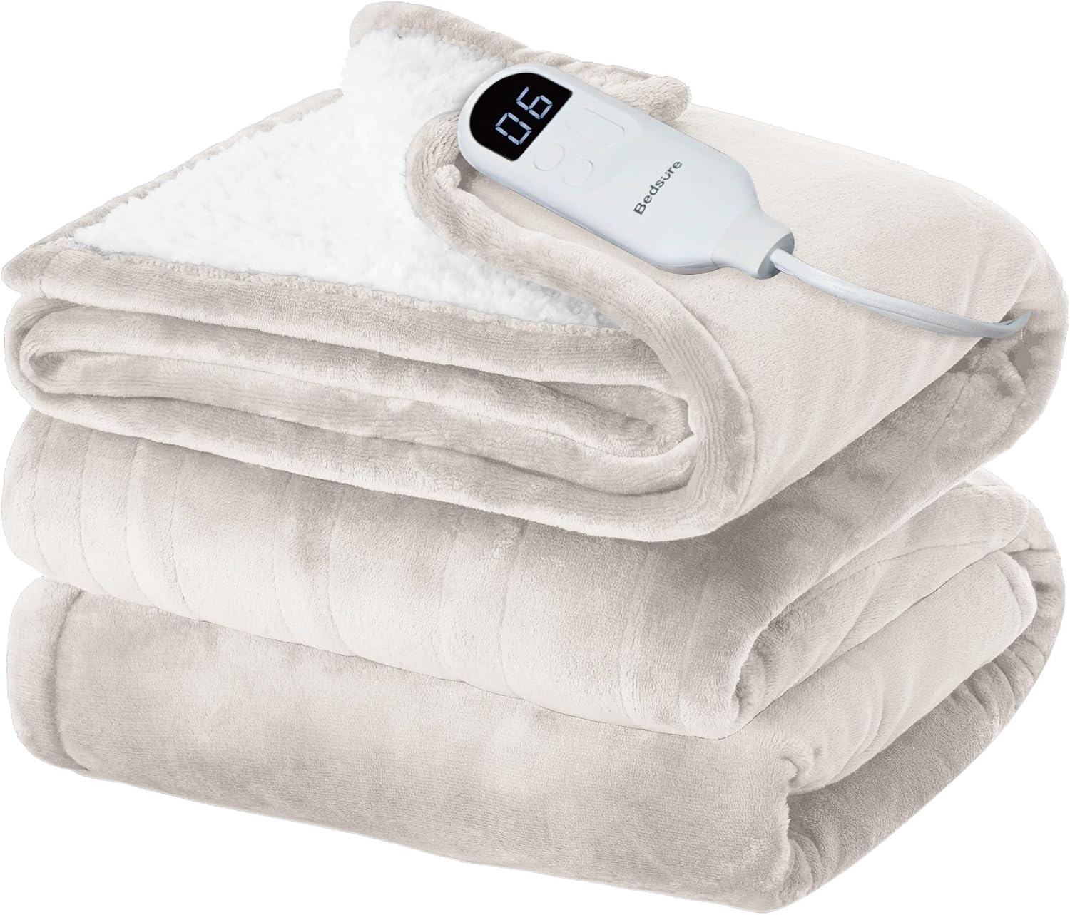 Bedsure Heated Blanket Electric Throw - Soft Flannel Electric Blanket, Heating Blanket with 4 Time Settings & 6 Heat Settings, Warm Blanket Gift for Grandma (50x60 inches, Grey)