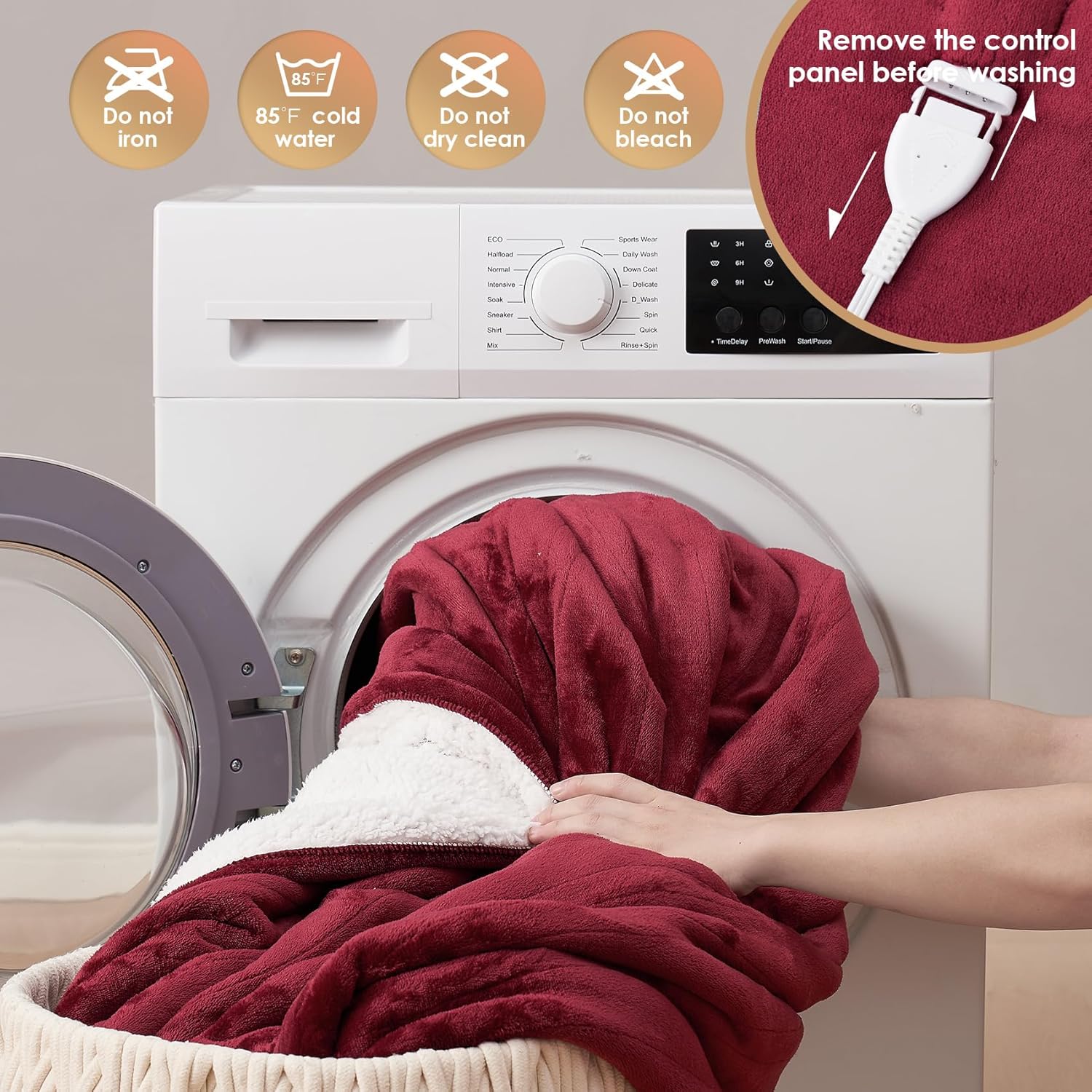 EHEYCIGA Heated Blanket Electric Blanket Throw - Heating Blanket with 9 Heating Levels & 10 Hours Auto Off, Soft Cozy Sherpa Washable Blanket with Fast Heating, 50 x 60 Inches