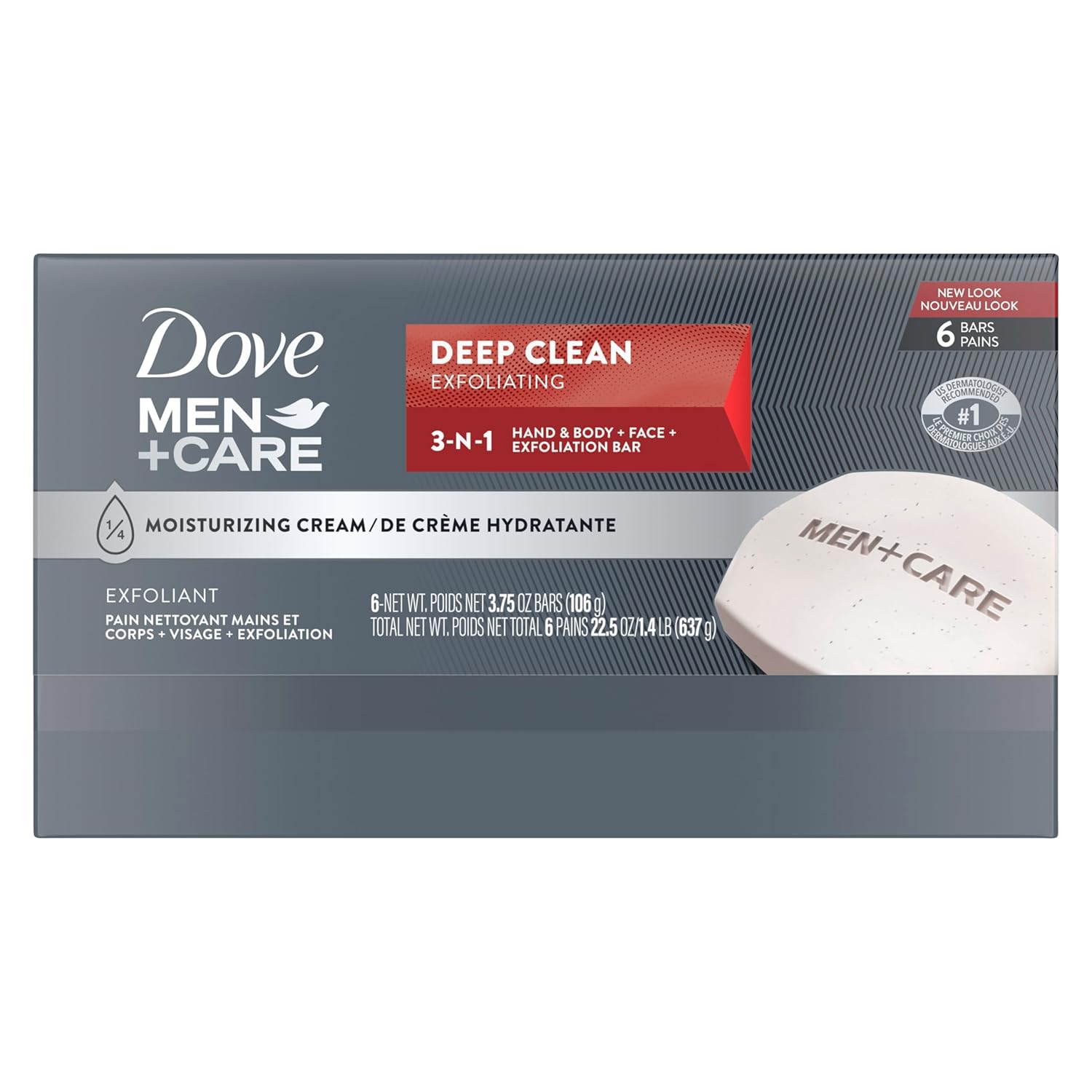 Dove Men+Care Men's Bar Soap Deep Clean 8 Bars More Moisturizing Than Bar Soap Effectively Washes Away Bacteria, Nourishes Your Skin 3.75 oz