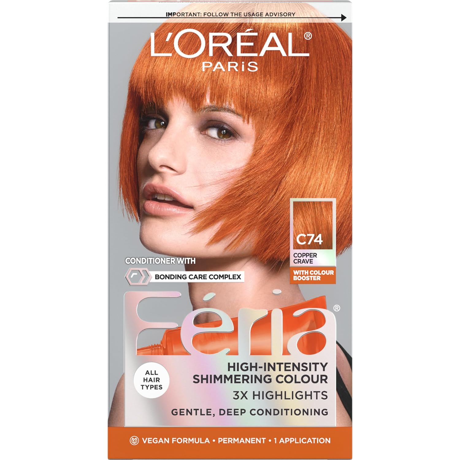 L'Oreal Paris Feria Hyper Platinum Advanced Lightening System Hair Bleach, Lifts Up To 8 Levels, Includes Anti Brass Purple Conditioner, 1 Hair Dye Kit