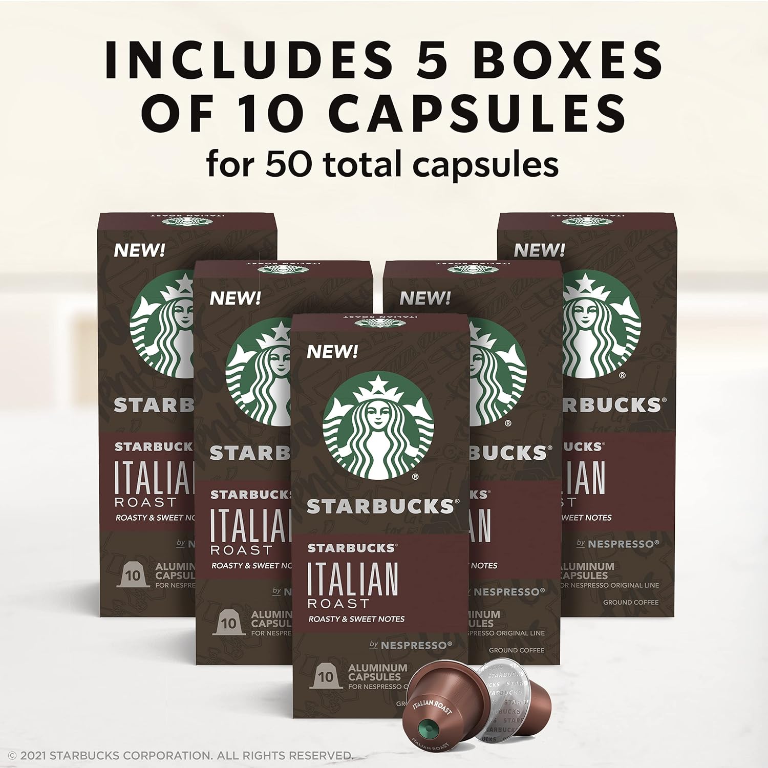 Starbucks by Nespresso Original Line Dark Roast Espresso, 50-count Espresso Pods