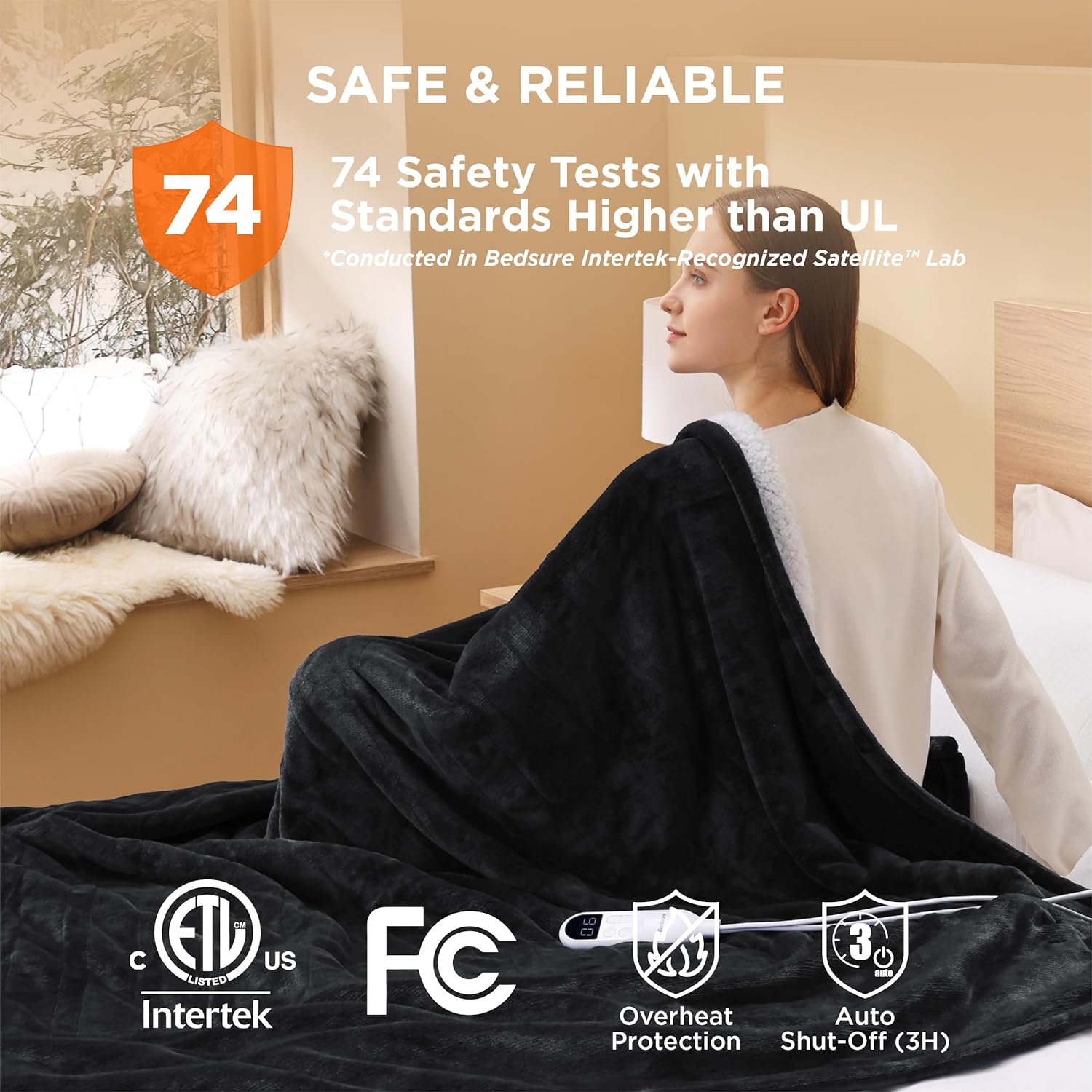 Bedsure Heated Blanket Electric Throw - Soft Flannel Electric Blanket, Heating Blanket with 4 Time Settings & 6 Heat Settings, Warm Blanket Gift for Grandma (50x60 inches, Grey)