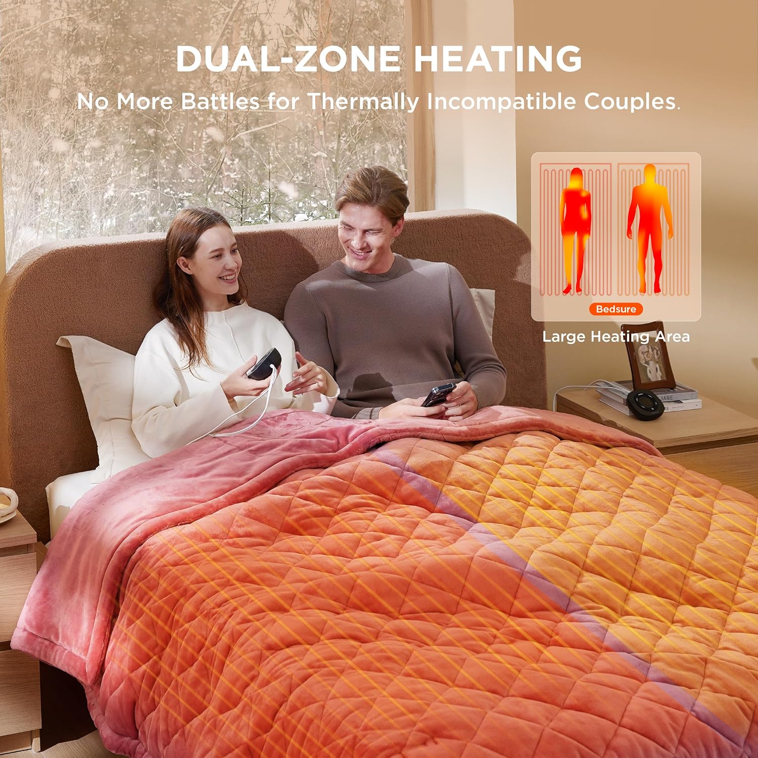 Bedsure Heated Blanket Electric Throw - Soft Flannel Electric Blanket, Heating Blanket with 4 Time Settings & 6 Heat Settings, Warm Blanket Gift for Grandma (50x60 inches, Grey)