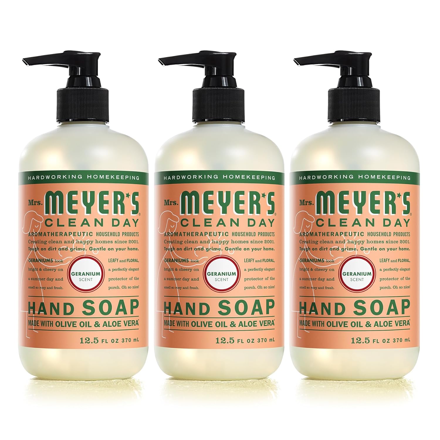 MRS. MEYER'S CLEAN DAY Hand Soap, Made with Essential Oils, Biodegradable Formula, Honeysuckle, 12.5 fl. oz - Pack of 3