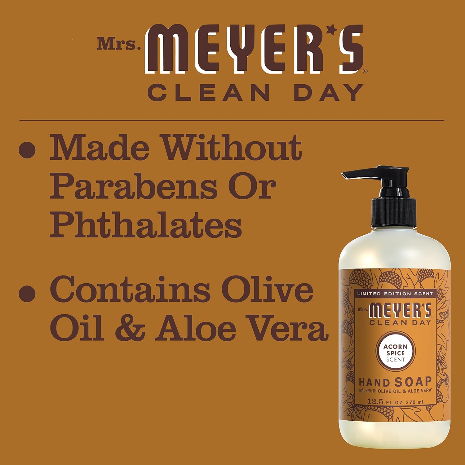 MRS. MEYER'S CLEAN DAY Hand Soap, Made with Essential Oils, Biodegradable Formula, Honeysuckle, 12.5 fl. oz - Pack of 3
