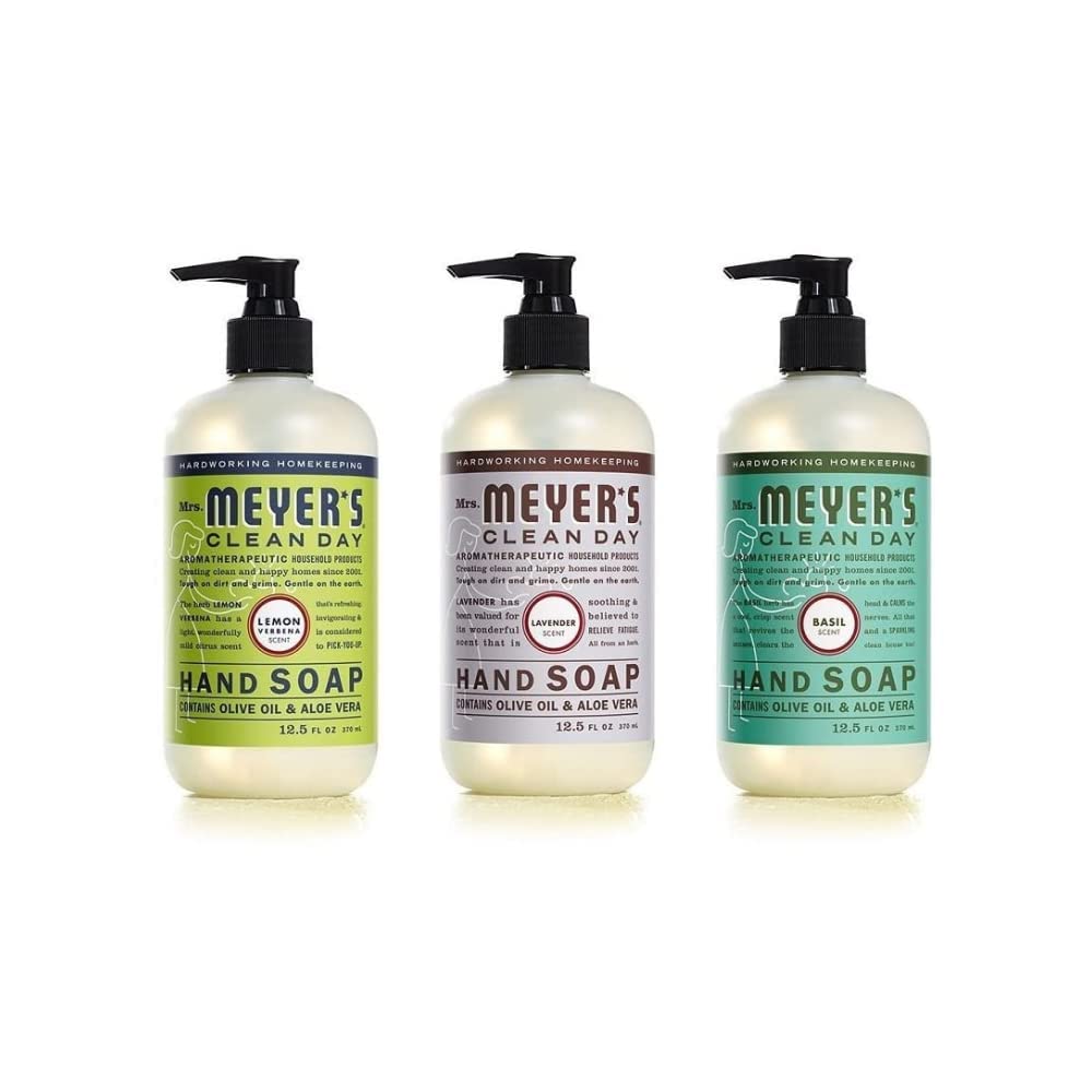 MRS. MEYER'S CLEAN DAY Hand Soap, Made with Essential Oils, Biodegradable Formula, Honeysuckle, 12.5 fl. oz - Pack of 3
