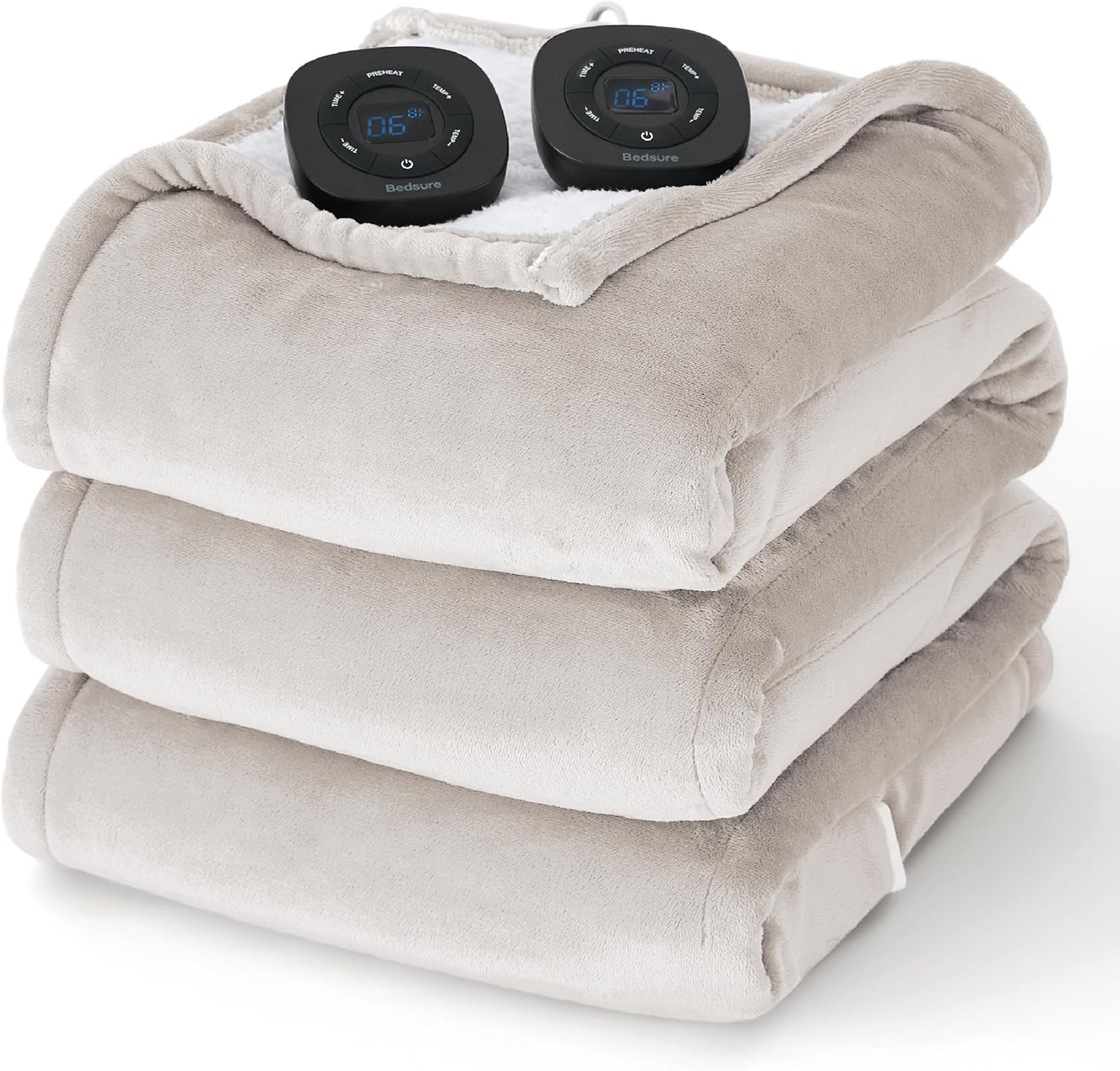 Bedsure Heated Blanket Electric Throw - Soft Flannel Electric Blanket, Heating Blanket with 4 Time Settings & 6 Heat Settings, Warm Blanket Gift for Grandma (50x60 inches, Grey)
