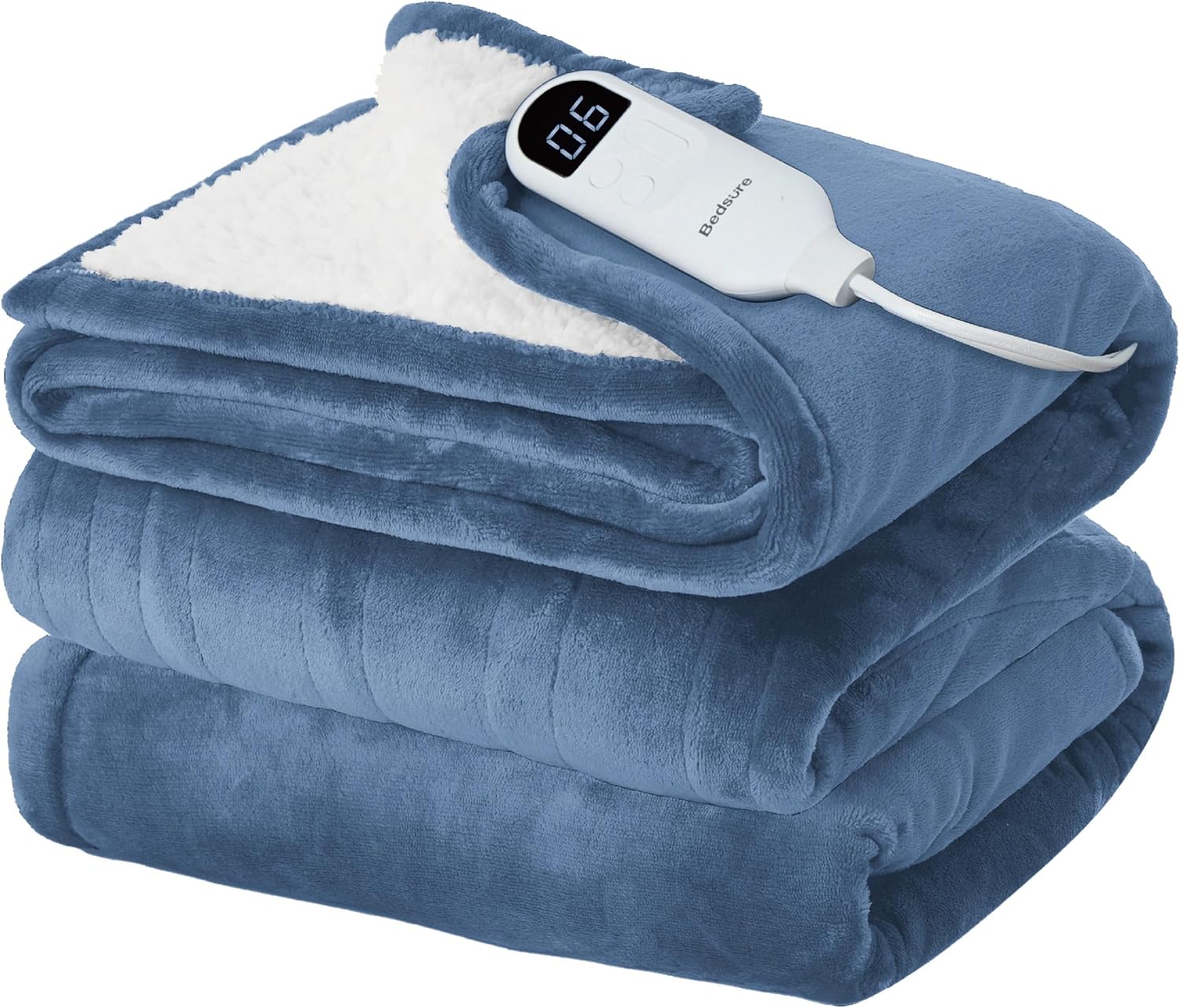 Bedsure Heated Blanket Electric Throw - Soft Flannel Electric Blanket, Heating Blanket with 4 Time Settings & 6 Heat Settings, Warm Blanket Gift for Grandma (50x60 inches, Grey)