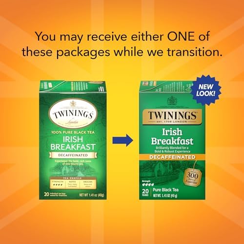 Twinings English Breakfast Black Tea Individually Wrapped Bags, 100 Count (Pack of 1), Smooth, Flavourful, and Robust, Caffeinated, Enjoy Hot or Iced | Packaging May Vary