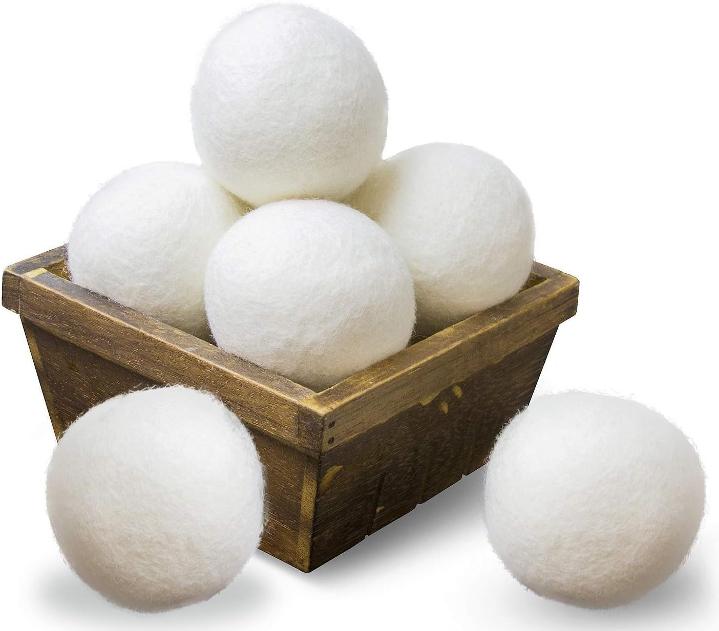 SnugPad Wool Dryer Balls XL Size 6 Pack, Natural Fabric Softener 100% Organic Premium New Zealand Wool, No Fillers, Anti Static, Lint Free, White 6 Count