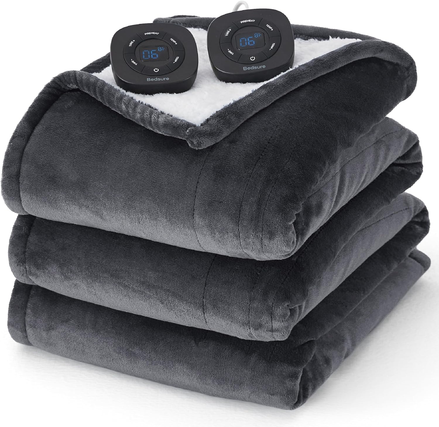 Bedsure Heated Blanket Electric Throw - Soft Flannel Electric Blanket, Heating Blanket with 4 Time Settings & 6 Heat Settings, Warm Blanket Gift for Grandma (50x60 inches, Grey)