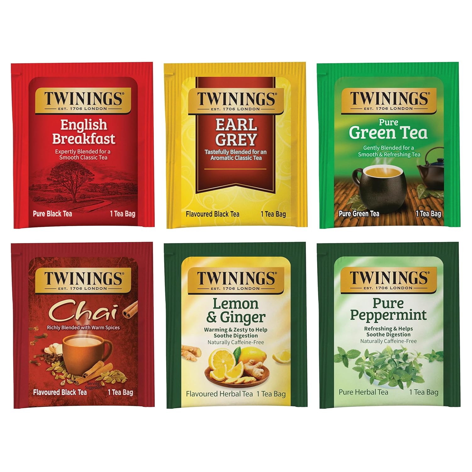 Twinings English Breakfast Black Tea Individually Wrapped Bags, 100 Count (Pack of 1), Smooth, Flavourful, and Robust, Caffeinated, Enjoy Hot or Iced | Packaging May Vary