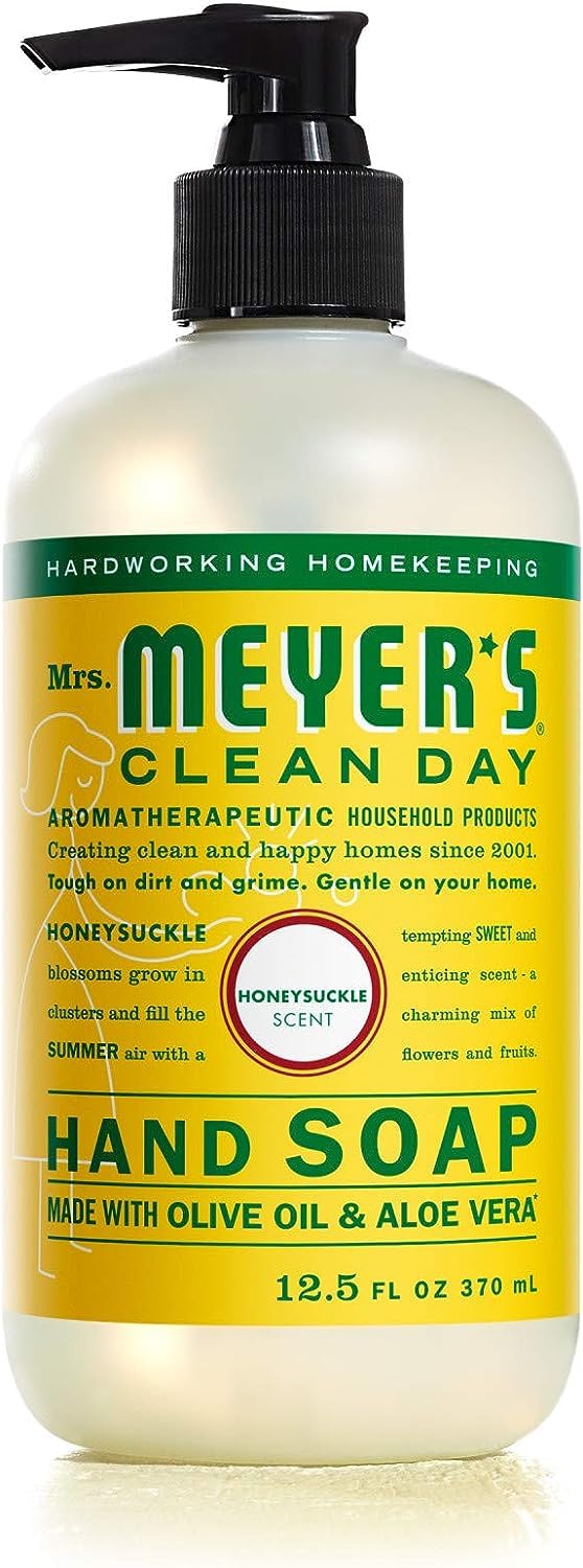 MRS. MEYER'S CLEAN DAY Hand Soap, Made with Essential Oils, Biodegradable Formula, Honeysuckle, 12.5 fl. oz - Pack of 3