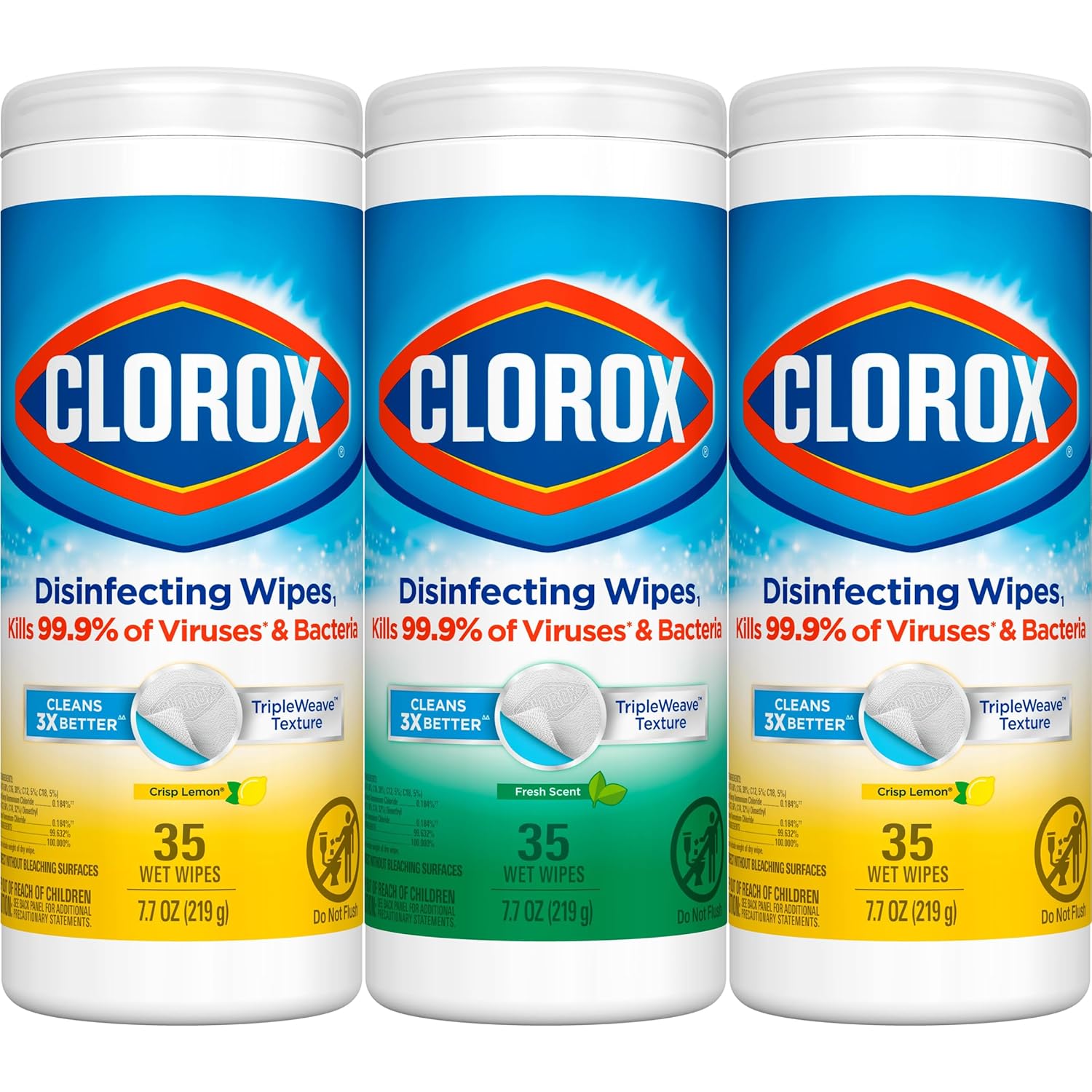 Clorox Disinfecting Wipes Value Pack, Cleaning Wipes, 35 Count Each, Pack of 15 (Package May Vary)