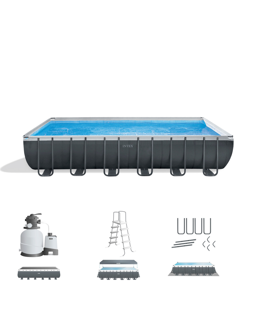 Rectangular Ultra XTR® Frame Above Ground Pool w/ Sand Filter Pump - 24' x 12' x 52