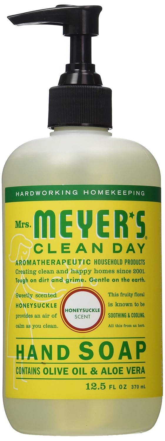 MRS. MEYER'S CLEAN DAY Hand Soap, Made with Essential Oils, Biodegradable Formula, Honeysuckle, 12.5 fl. oz - Pack of 3