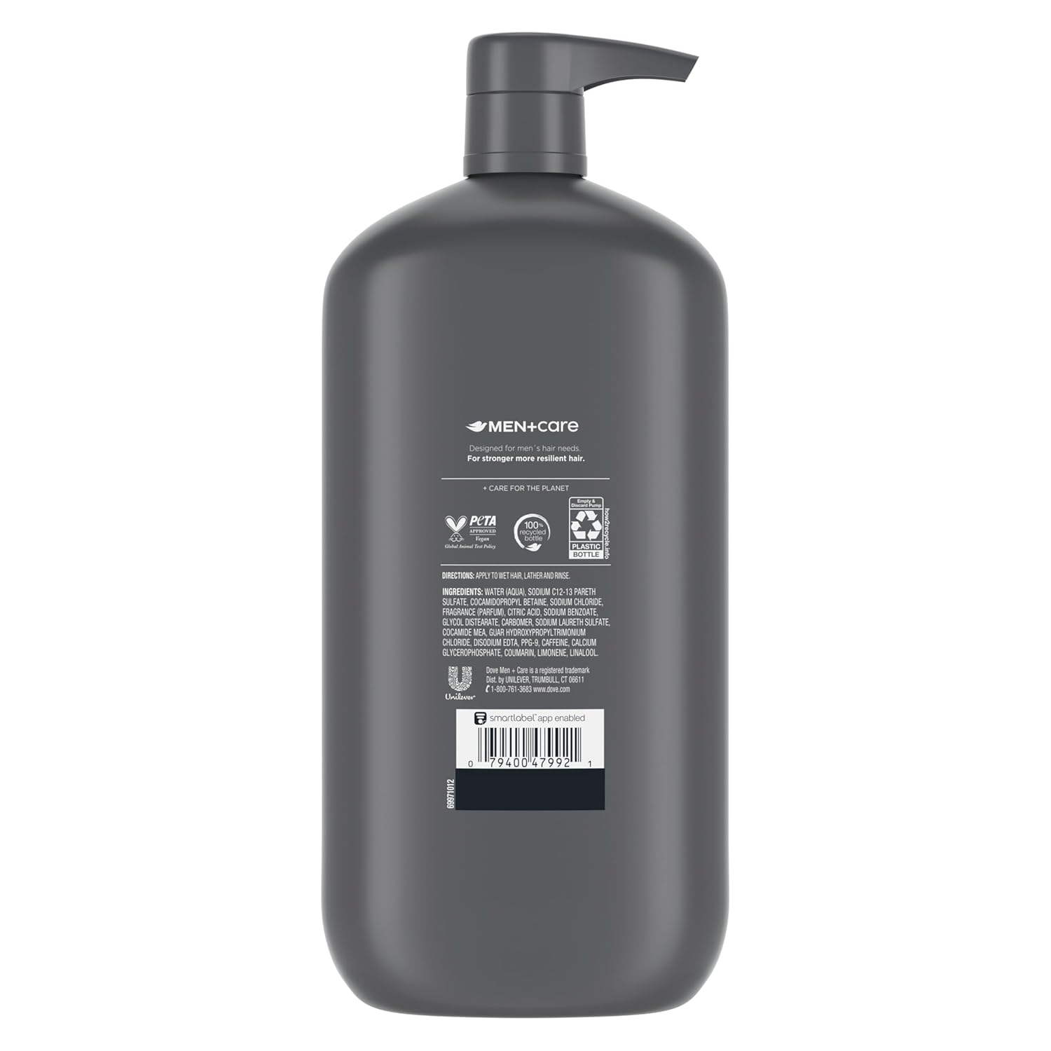 DOVE MEN + CARE 2-in-1 Shampoo + Conditioner Thick + Strong for Fortifying Hair from Root to Tip, with Calcium, 31 oz