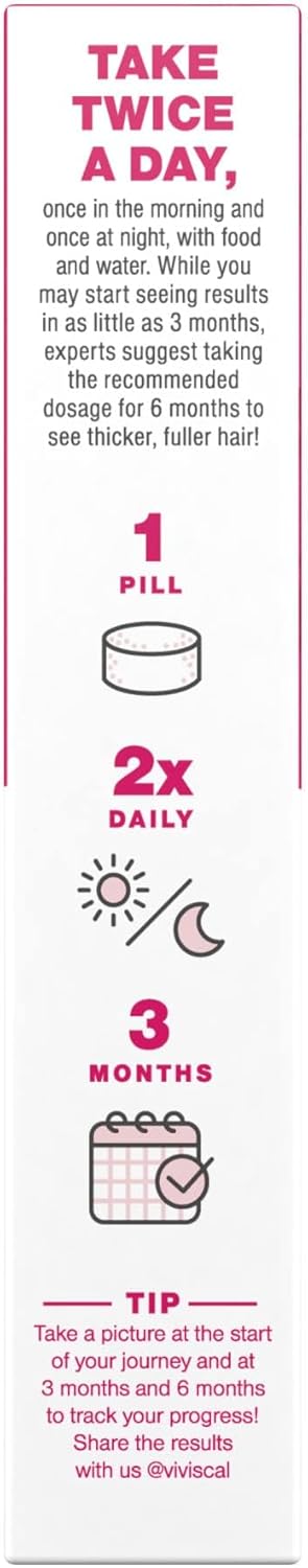 Viviscal Hair Growth Supplements for Women to Grow Thicker, Fuller Hair, Clinically Proven with Proprietary Collagen Complex, 60 Count (Pack of 1), 1 Month Supply