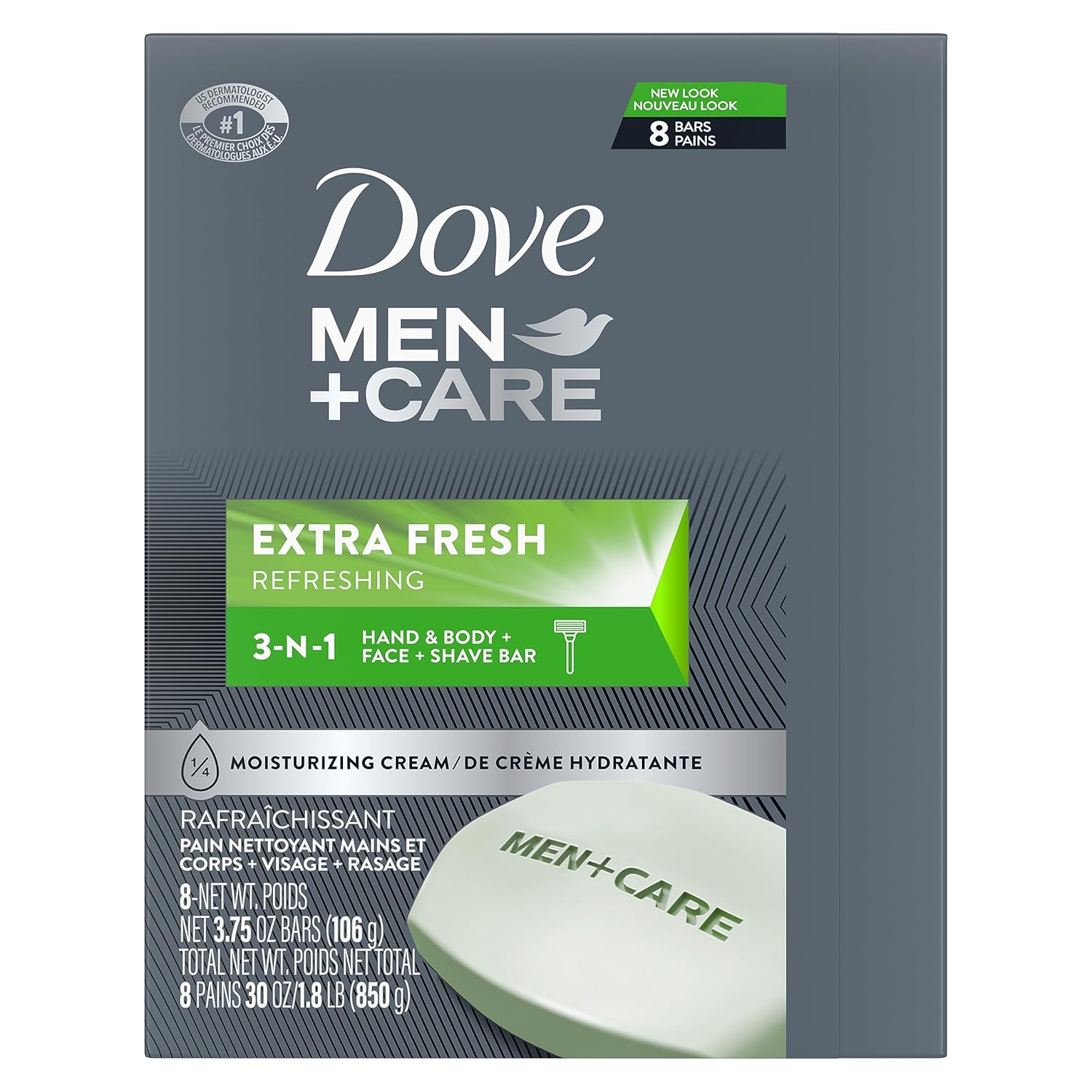 Dove Men+Care Men's Bar Soap Deep Clean 8 Bars More Moisturizing Than Bar Soap Effectively Washes Away Bacteria, Nourishes Your Skin 3.75 oz