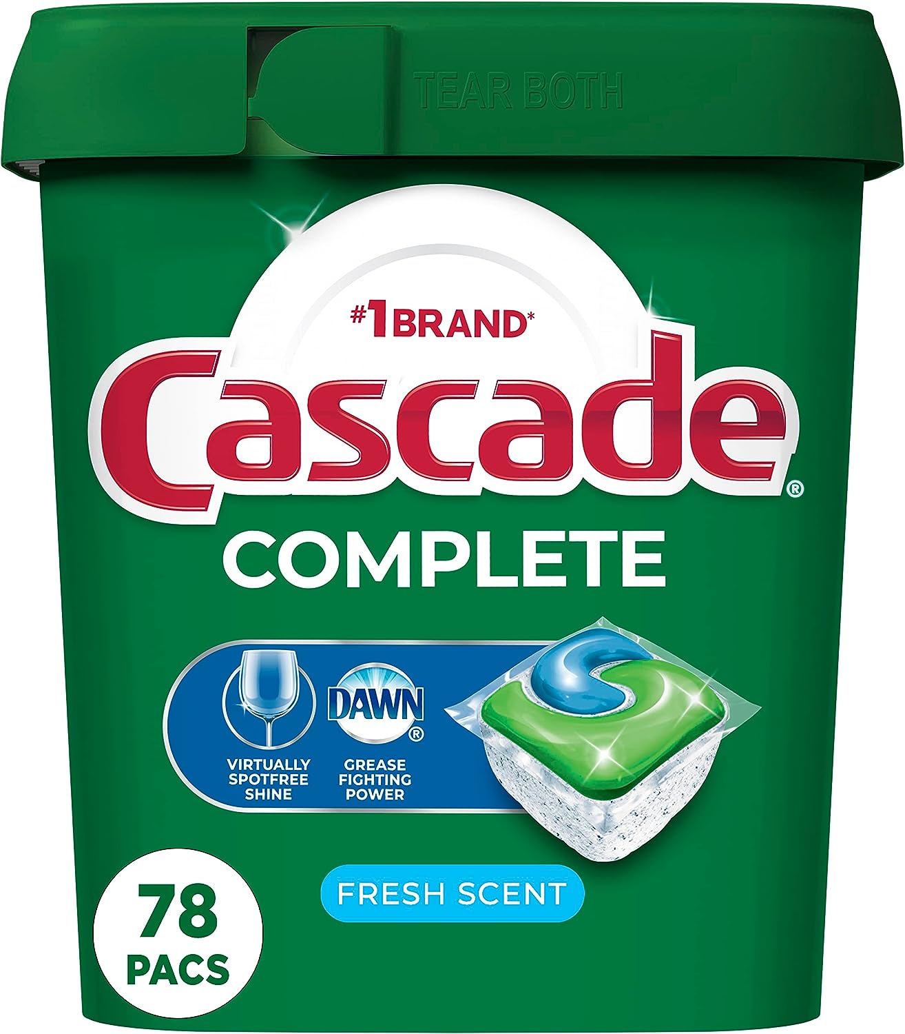 Cascade Complete Dishwasher Pods, Dishwasher tabs, Dish Washing Pods for Dishwasher, Dishwasher tablets, Fresh Scent ActionPacs, 78 Count