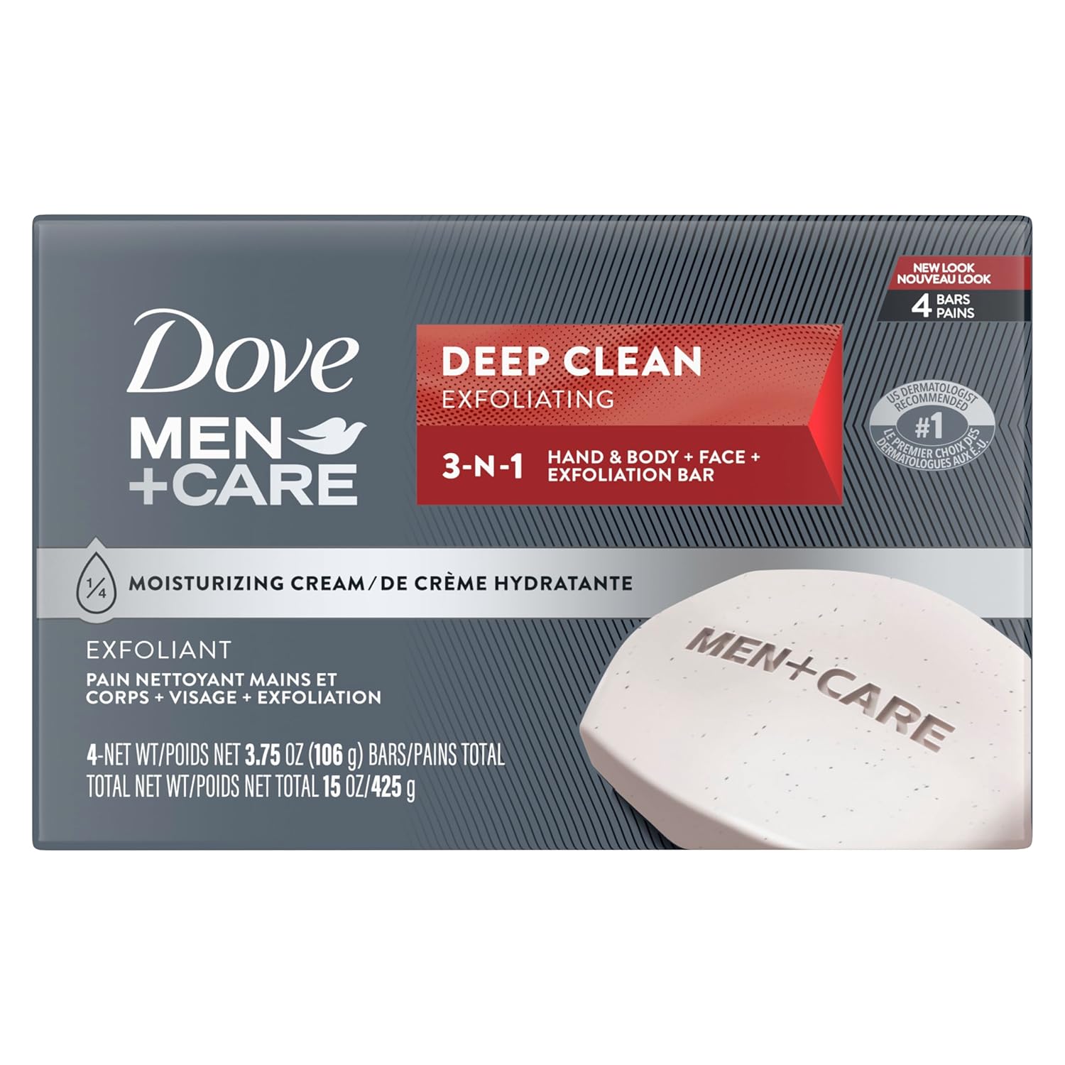 Dove Men+Care Men's Bar Soap Deep Clean 8 Bars More Moisturizing Than Bar Soap Effectively Washes Away Bacteria, Nourishes Your Skin 3.75 oz