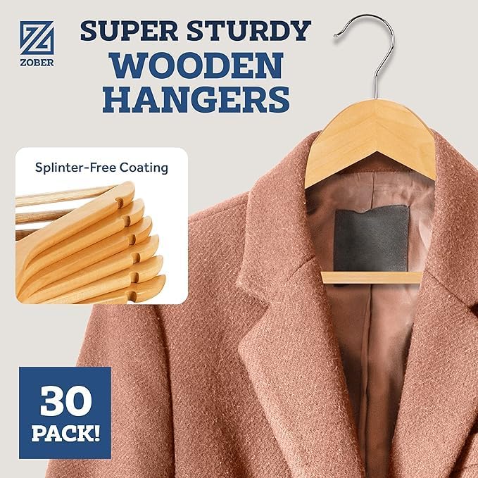 Zober Velvet Hangers 50 Pack - Heavy Duty Black Hangers for Coats, Pants & Dress Clothes - Non Slip Clothes Hanger Set - Space Saving Felt Hangers for Clothing