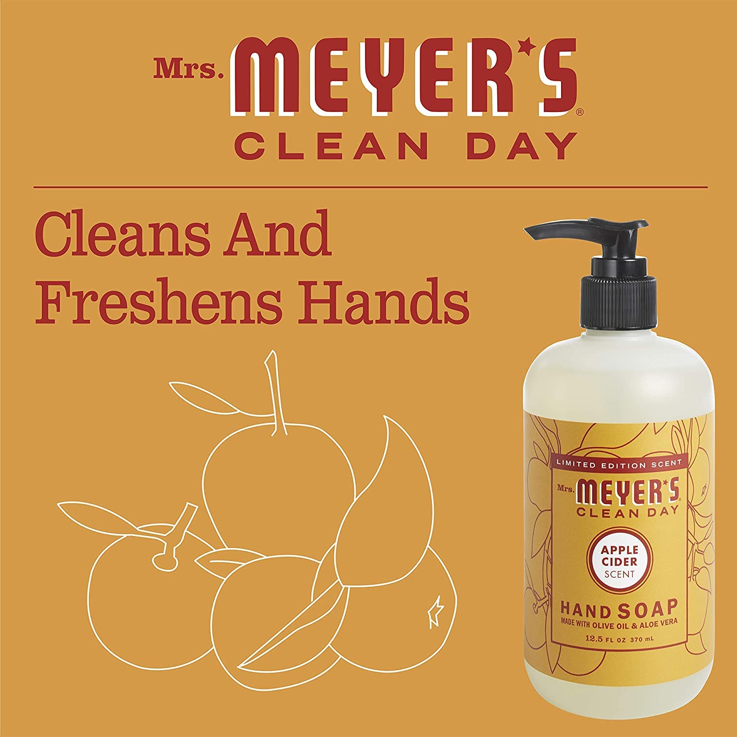 MRS. MEYER'S CLEAN DAY Hand Soap, Made with Essential Oils, Biodegradable Formula, Honeysuckle, 12.5 fl. oz - Pack of 3