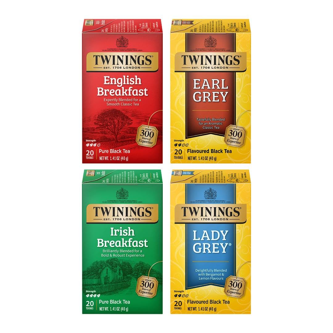Twinings English Breakfast Black Tea Individually Wrapped Bags, 100 Count (Pack of 1), Smooth, Flavourful, and Robust, Caffeinated, Enjoy Hot or Iced | Packaging May Vary