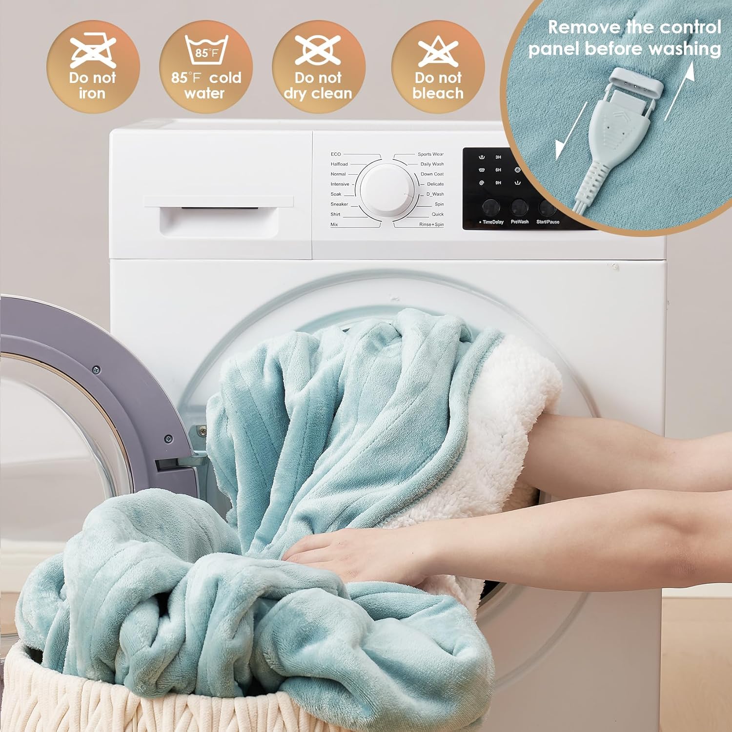 EHEYCIGA Heated Blanket Electric Blanket Throw - Heating Blanket with 9 Heating Levels & 10 Hours Auto Off, Soft Cozy Sherpa Washable Blanket with Fast Heating, 50 x 60 Inches