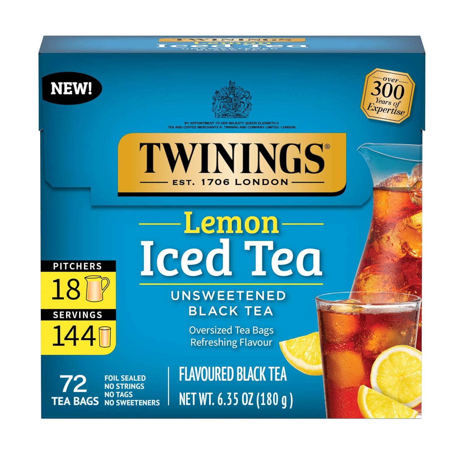 Twinings English Breakfast Black Tea Individually Wrapped Bags, 100 Count (Pack of 1), Smooth, Flavourful, and Robust, Caffeinated, Enjoy Hot or Iced | Packaging May Vary