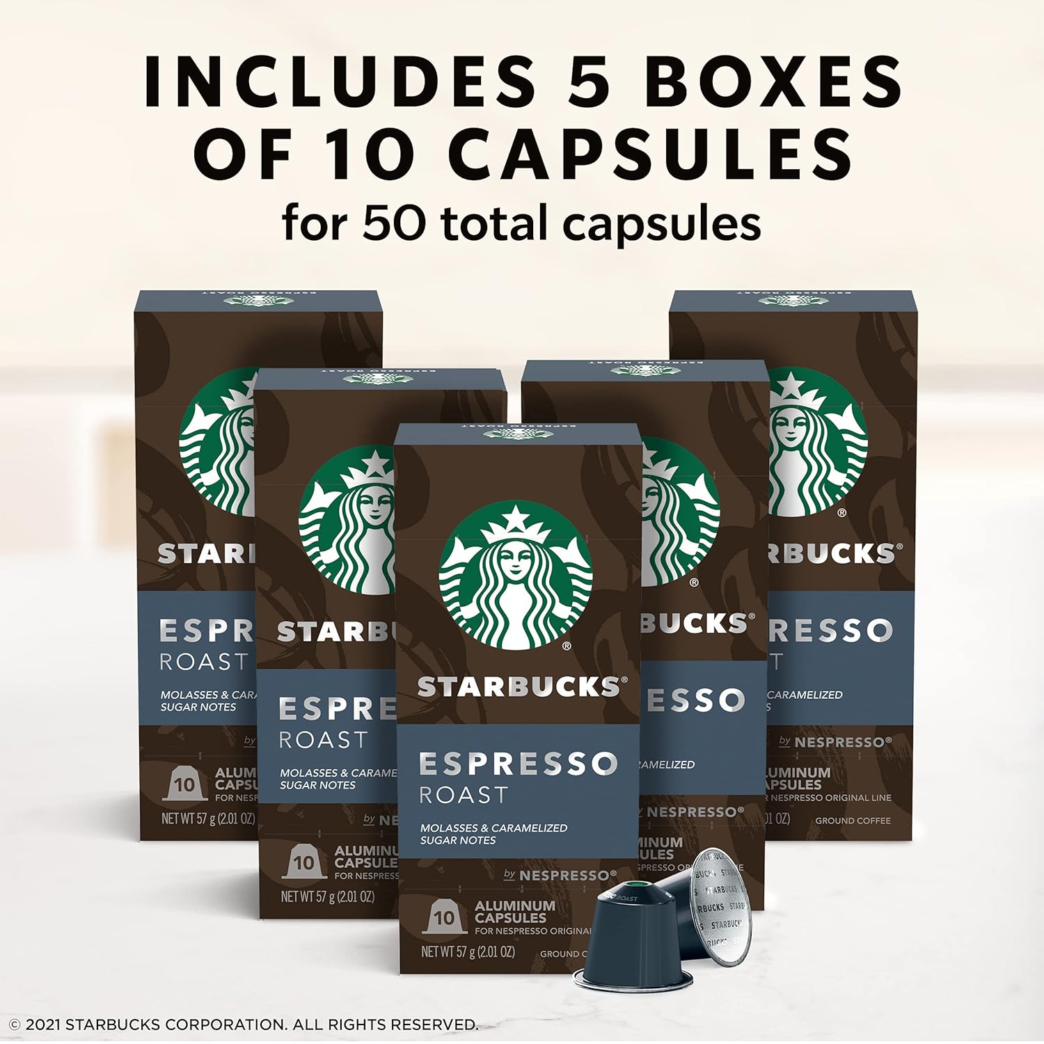 Starbucks by Nespresso Original Line Dark Roast Espresso, 50-count Espresso Pods