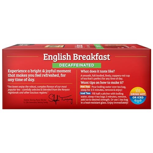 Twinings English Breakfast Black Tea Individually Wrapped Bags, 100 Count (Pack of 1), Smooth, Flavourful, and Robust, Caffeinated, Enjoy Hot or Iced | Packaging May Vary