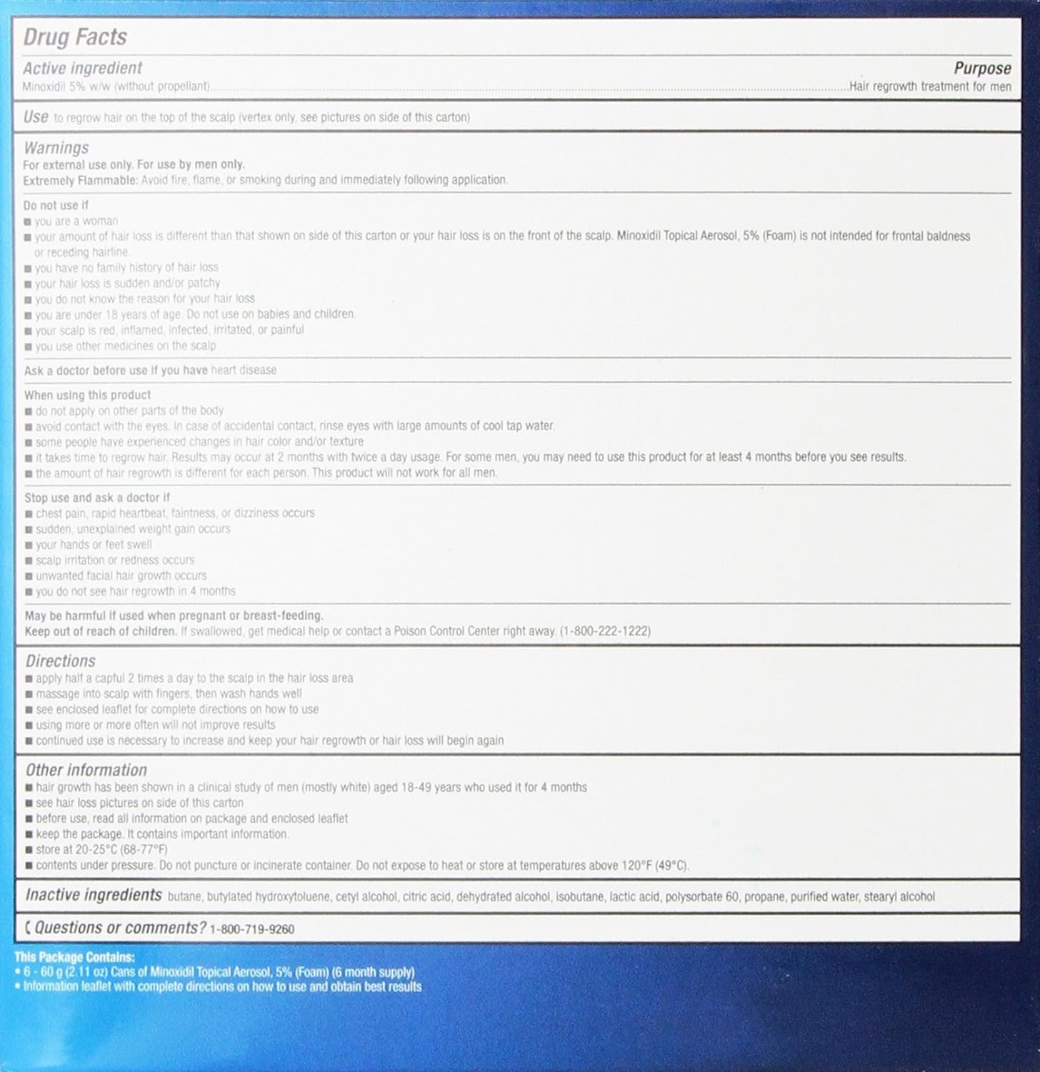 6 Months Kirkland Minoxidil 5% Extra Strength Hair Loss Regrowth Treatment Men, 12 Fl Oz (Pack of 6)