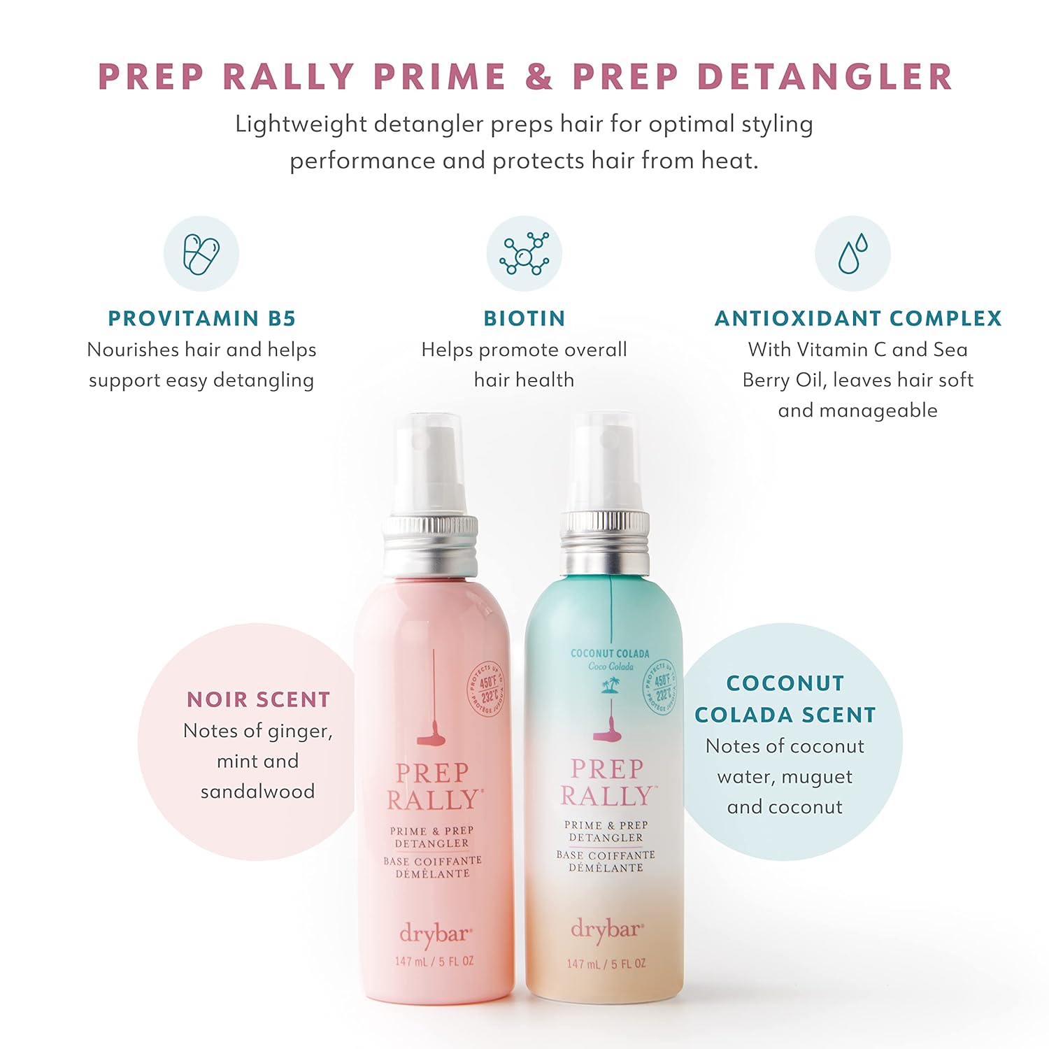 Drybar Prep Rally Prime & Prep Detangler | Nourishes Hair, Detangles with Ease, Leaves Hair Soft & Manageable, Protects Hair, Cruelty Free