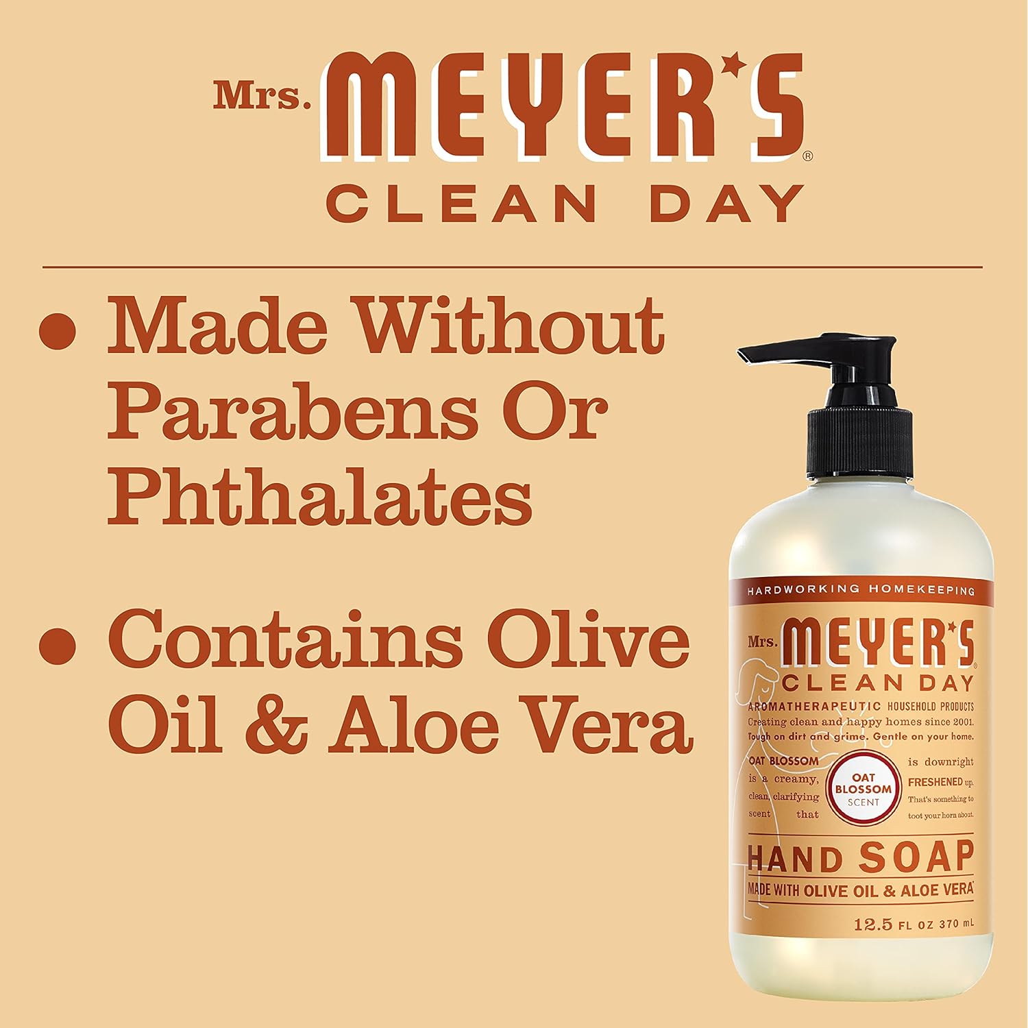 MRS. MEYER'S CLEAN DAY Hand Soap, Made with Essential Oils, Biodegradable Formula, Honeysuckle, 12.5 fl. oz - Pack of 3
