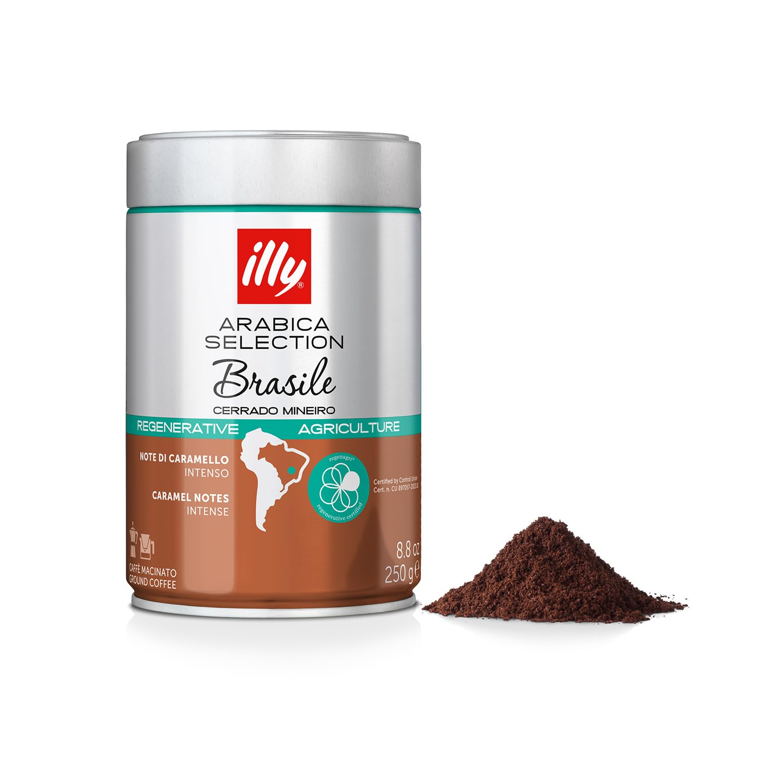 illy Classico Espresso Ground Coffee, Medium Roast, Classic Roast with Notes of Chocolate & Caramel, 100% Arabica Coffee, All-Natural, No Preservatives, 8.8 oz, Ground for Espresso Machines