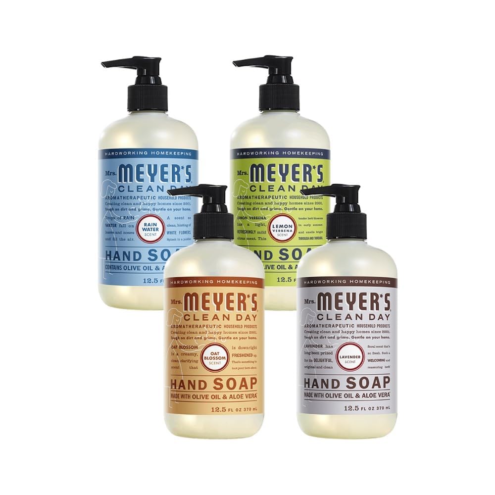 MRS. MEYER'S CLEAN DAY Hand Soap, Made with Essential Oils, Biodegradable Formula, Honeysuckle, 12.5 fl. oz - Pack of 3