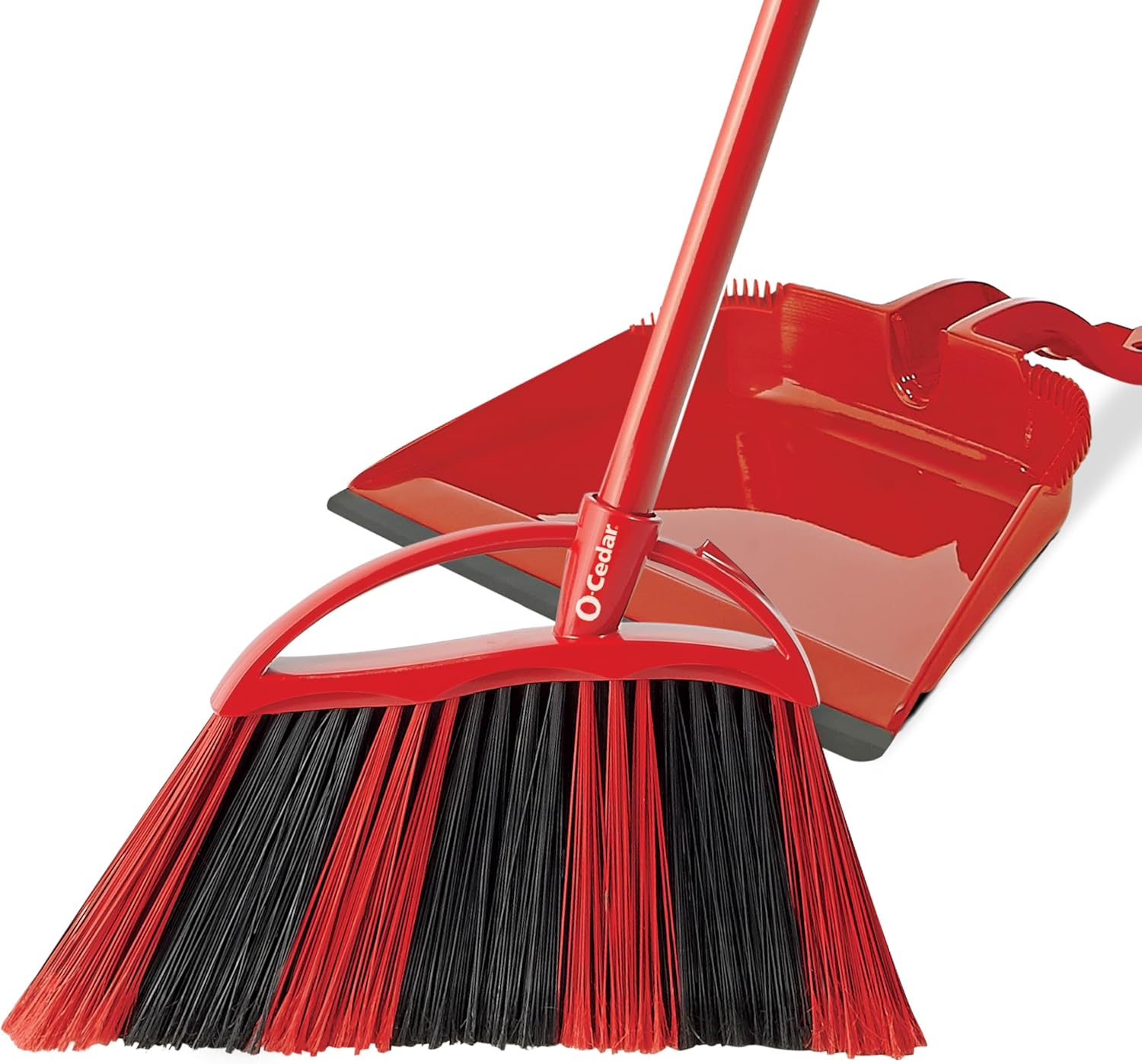 O-Cedar One Sweep Broom with Step-On Dustpan | Remove 99% with One Sweep | Lightweight Quiet Cleaning Tool | Ideal for Pet Owners